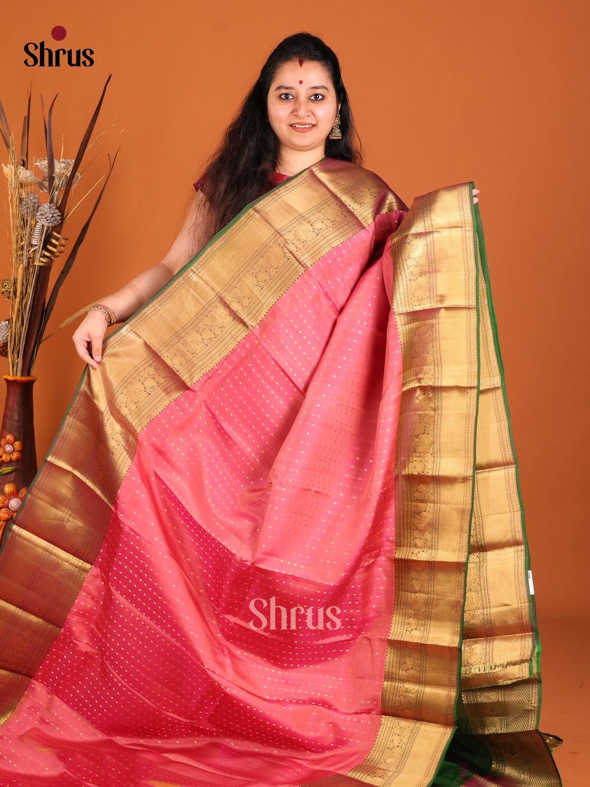 DHS16141 - Kanchipuram-halfpure Saree - Shop on Shrus.com