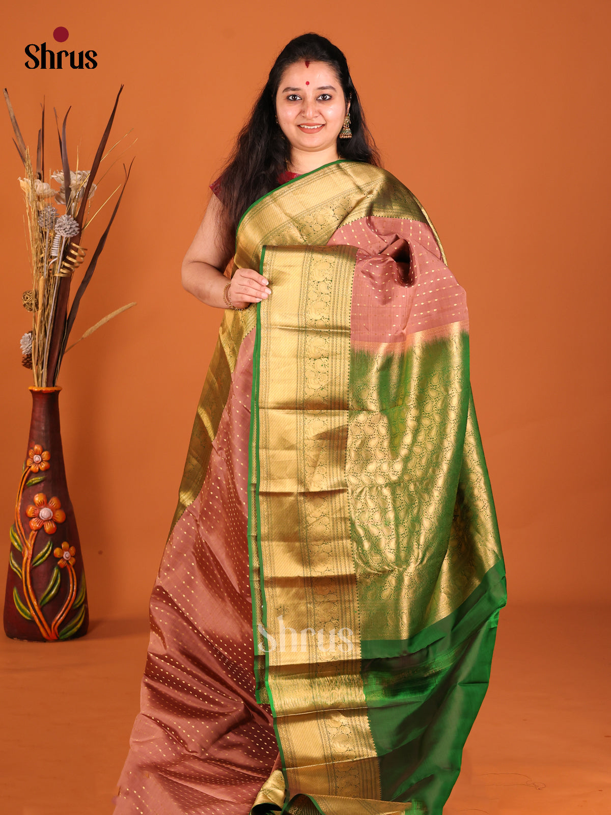 DHS16143 - Kanchipuram-halfpure Saree - Shop on Shrus.com