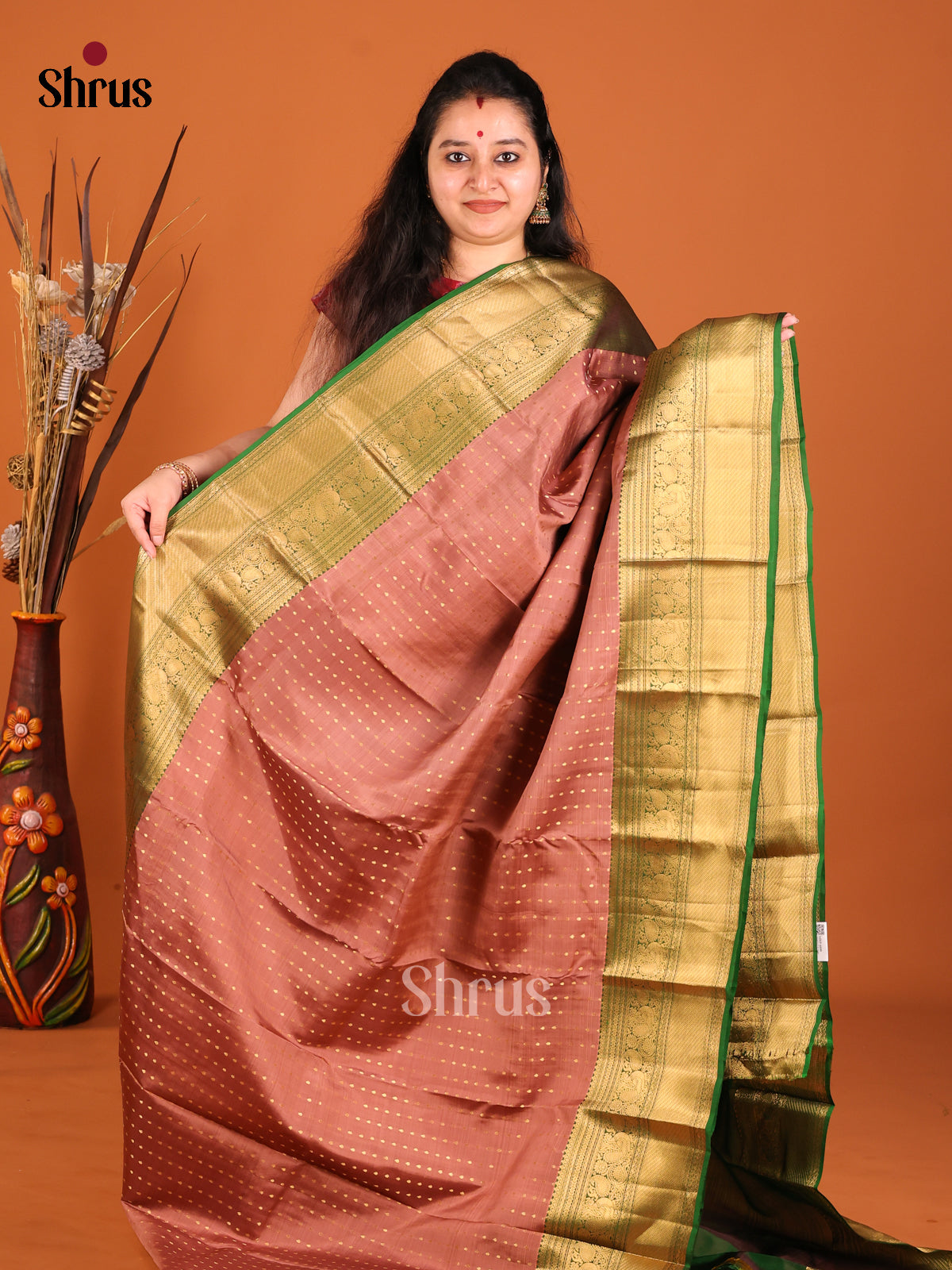 DHS16143 - Kanchipuram-halfpure Saree - Shop on Shrus.com