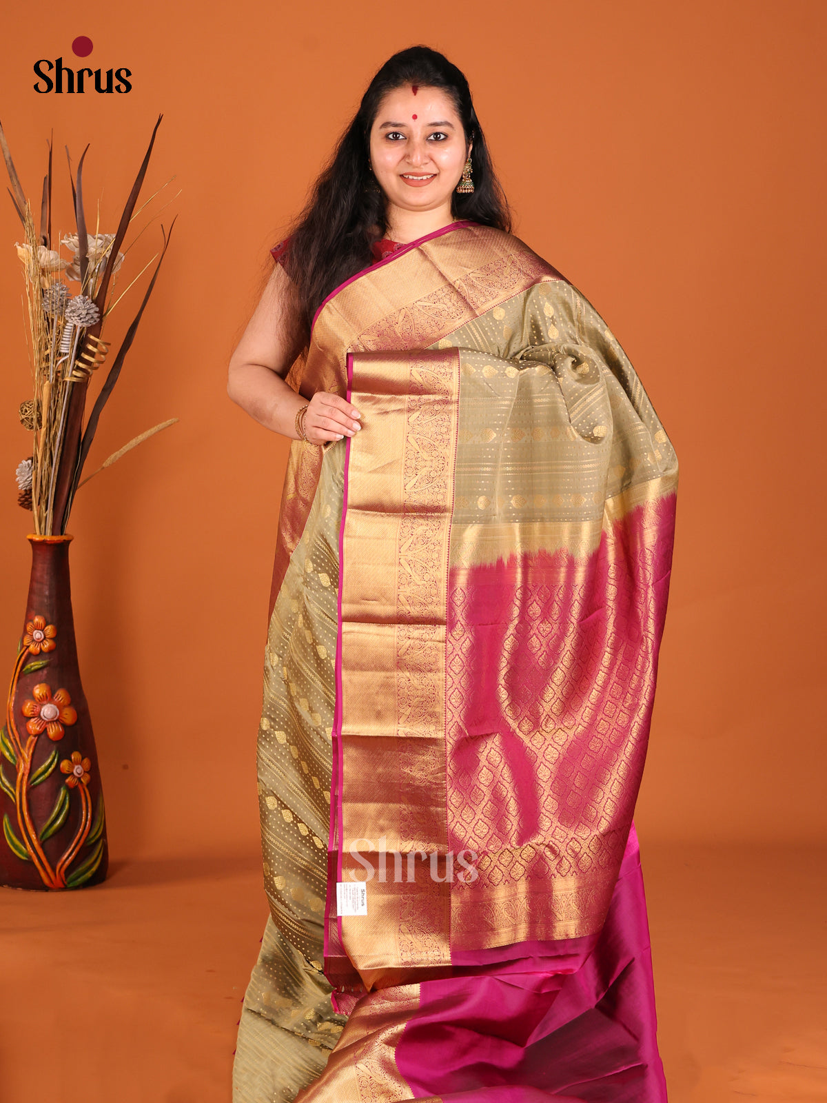DHS16146 - Kanchipuram-halfpure Saree - Shop on Shrus.com