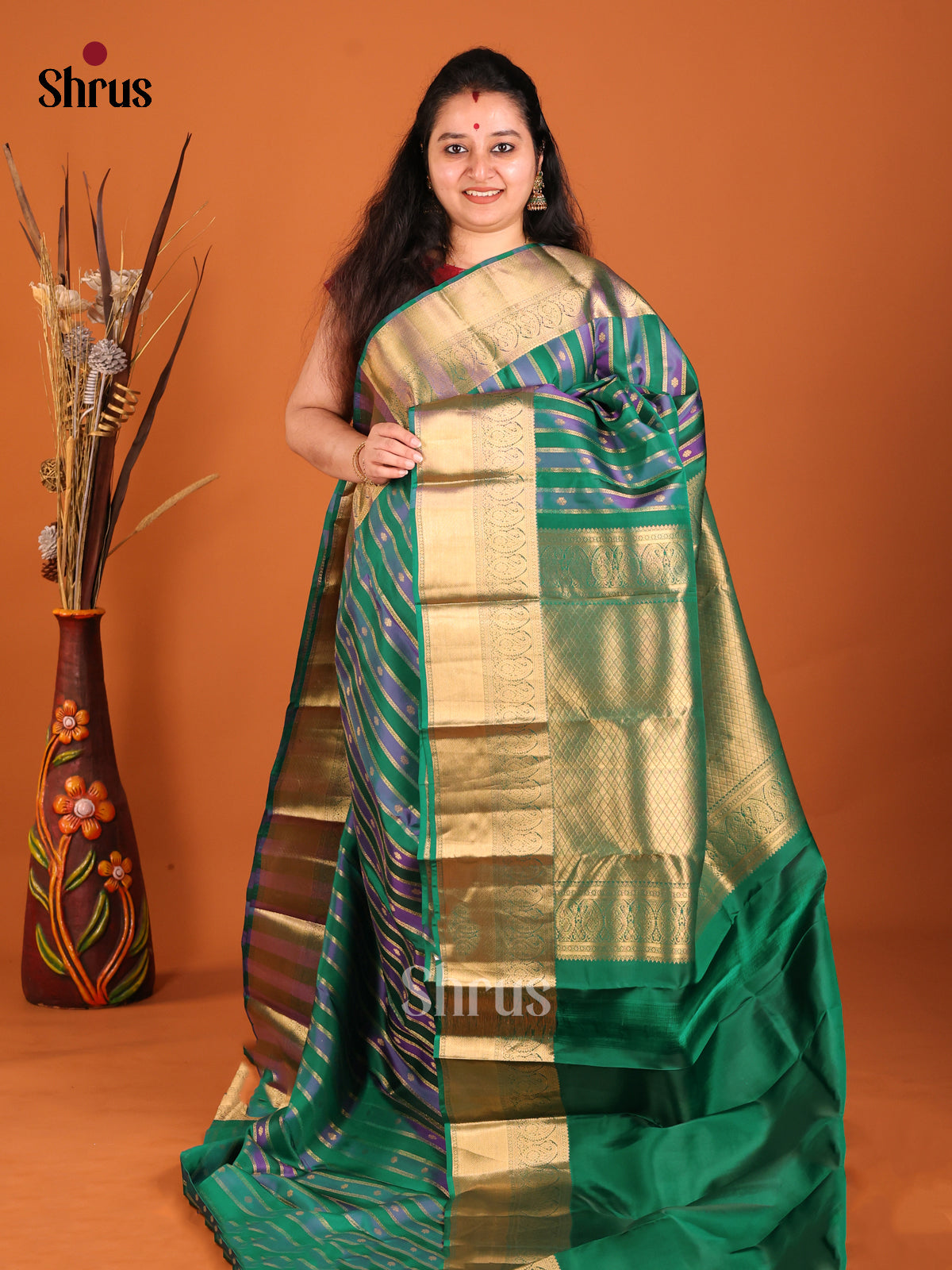 DHS16156 - Kanchipuram-halfpure Saree - Shop on Shrus.com