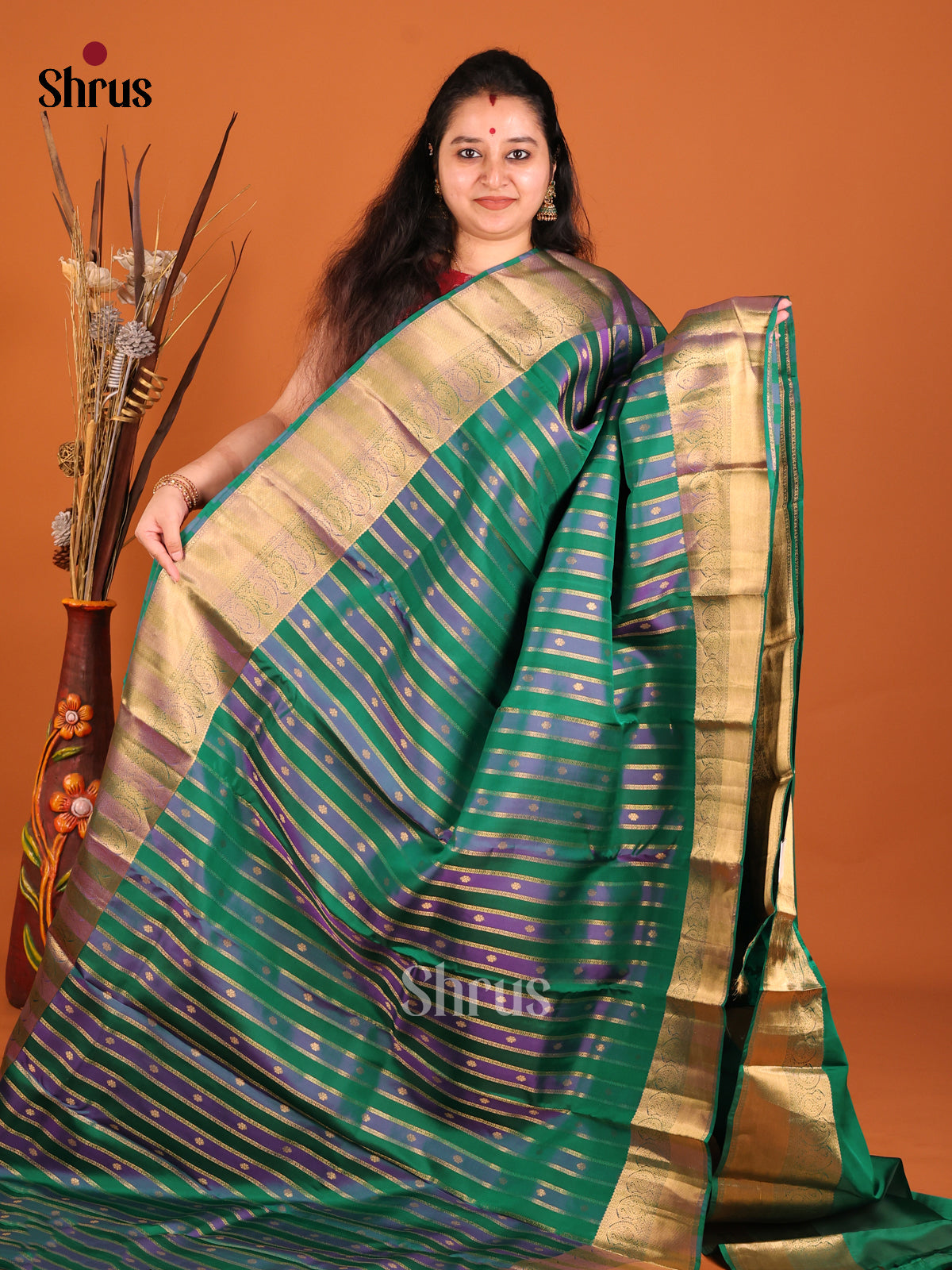 DHS16156 - Kanchipuram-halfpure Saree - Shop on Shrus.com