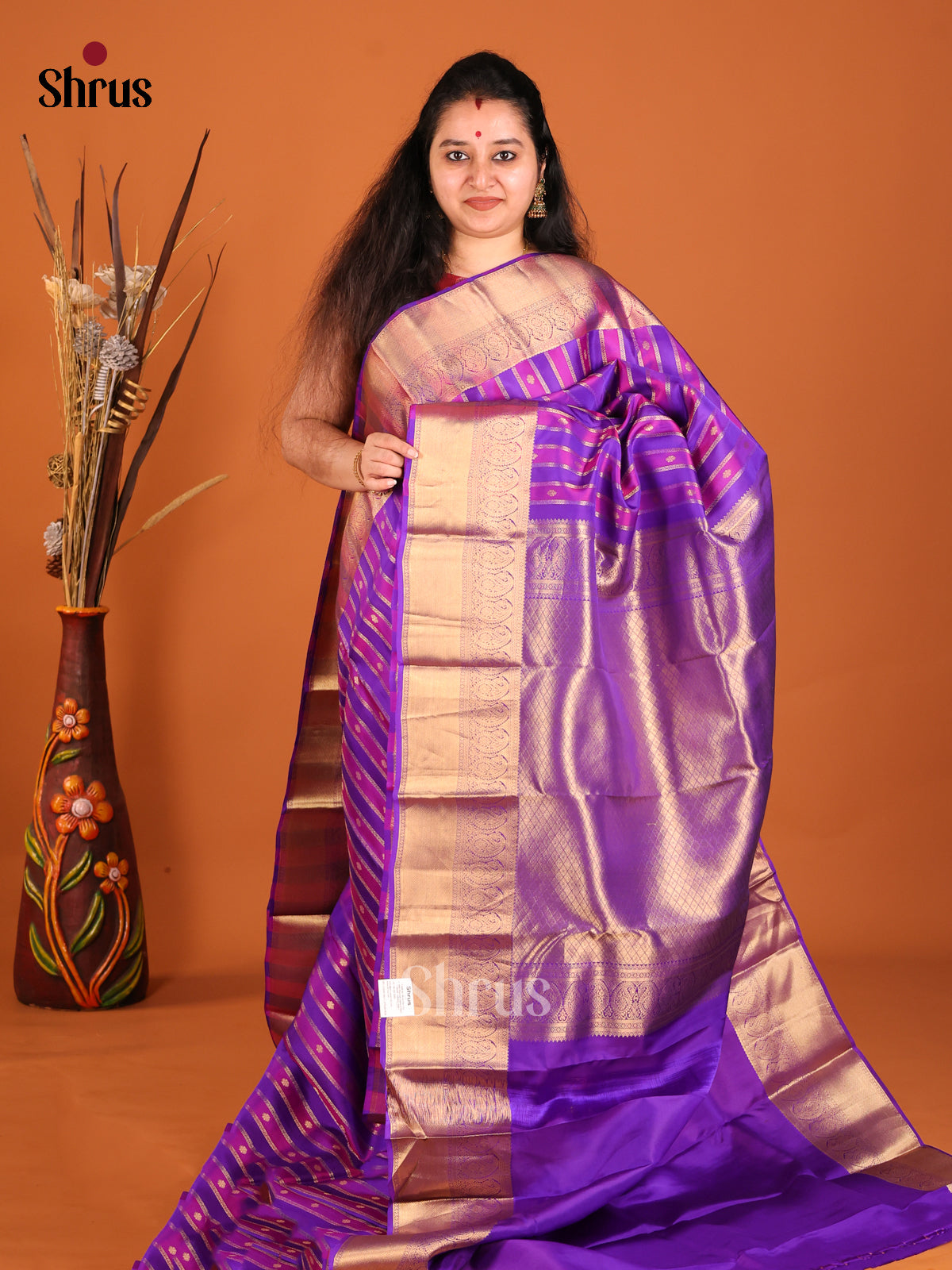 DHS16158 - Kanchipuram-halfpure Saree - Shop on Shrus.com
