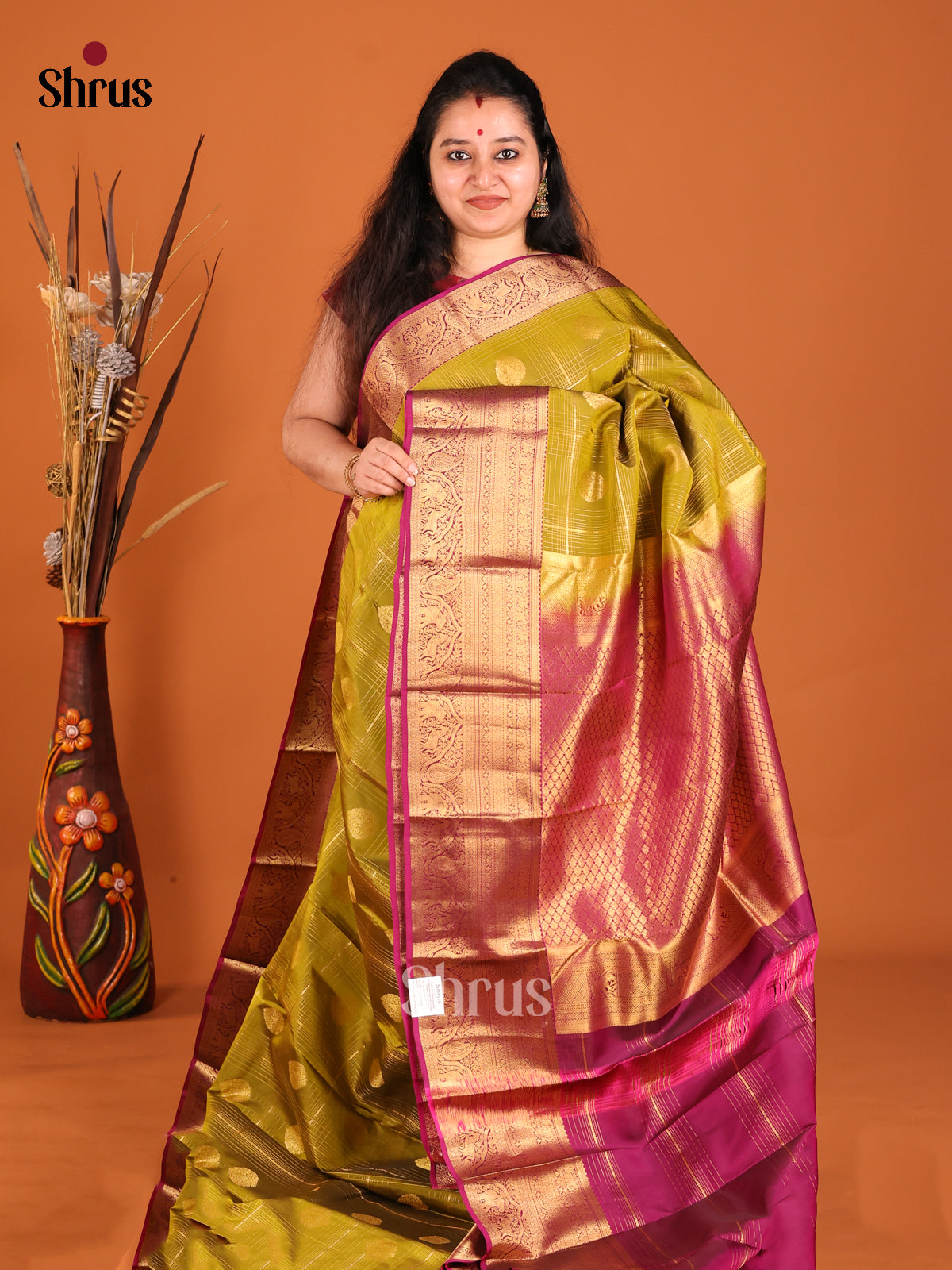 DHS16161 - Kanchipuram-halfpure Saree - Shop on Shrus.com