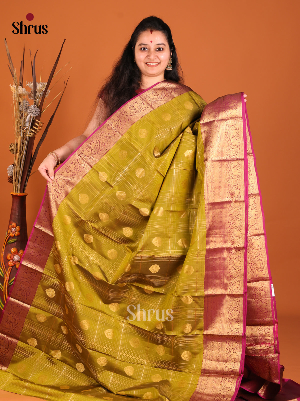 DHS16161 - Kanchipuram-halfpure Saree - Shop on Shrus.com