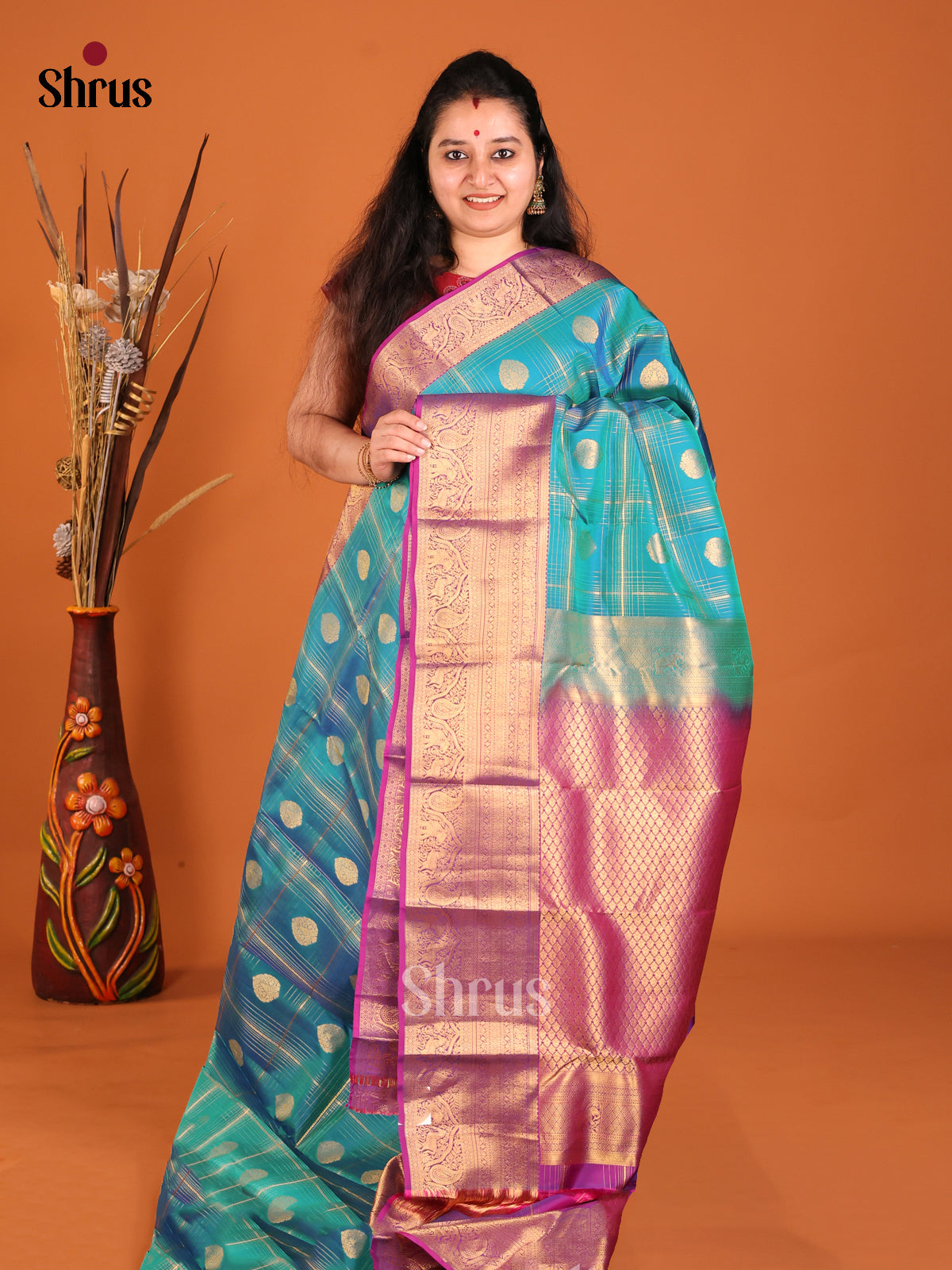 DHS16162 - Kanchipuram-halfpure Saree - Shop on Shrus.com