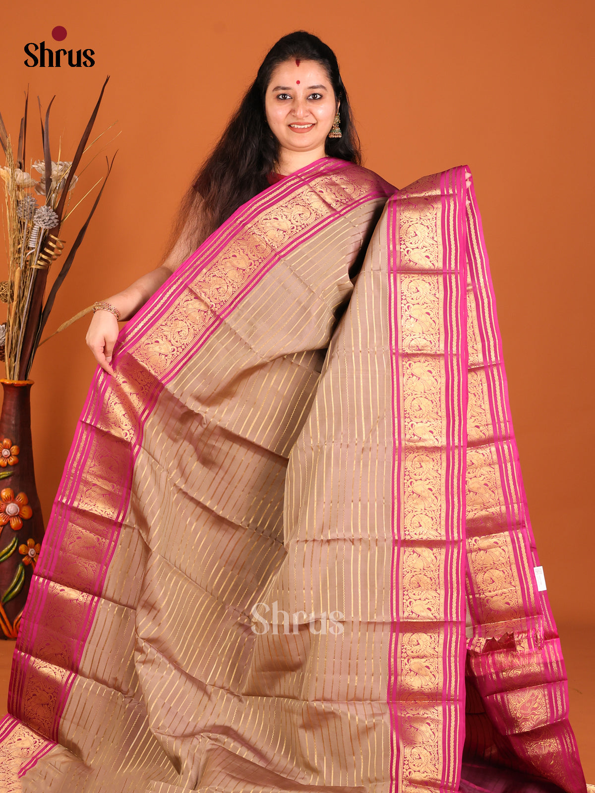 DHS16163 - Kanchipuram-halfpure Saree - Shop on Shrus.com
