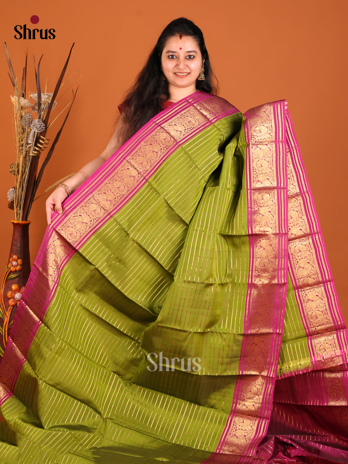 Green & Purple - Kanchipuram-halfpure Saree 1