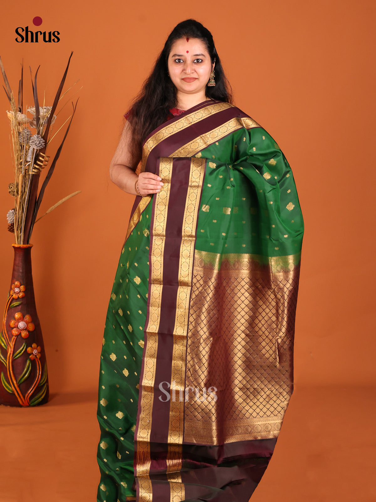 DHS16168 - Kanchipuram-halfpure Saree - Shop on Shrus.com