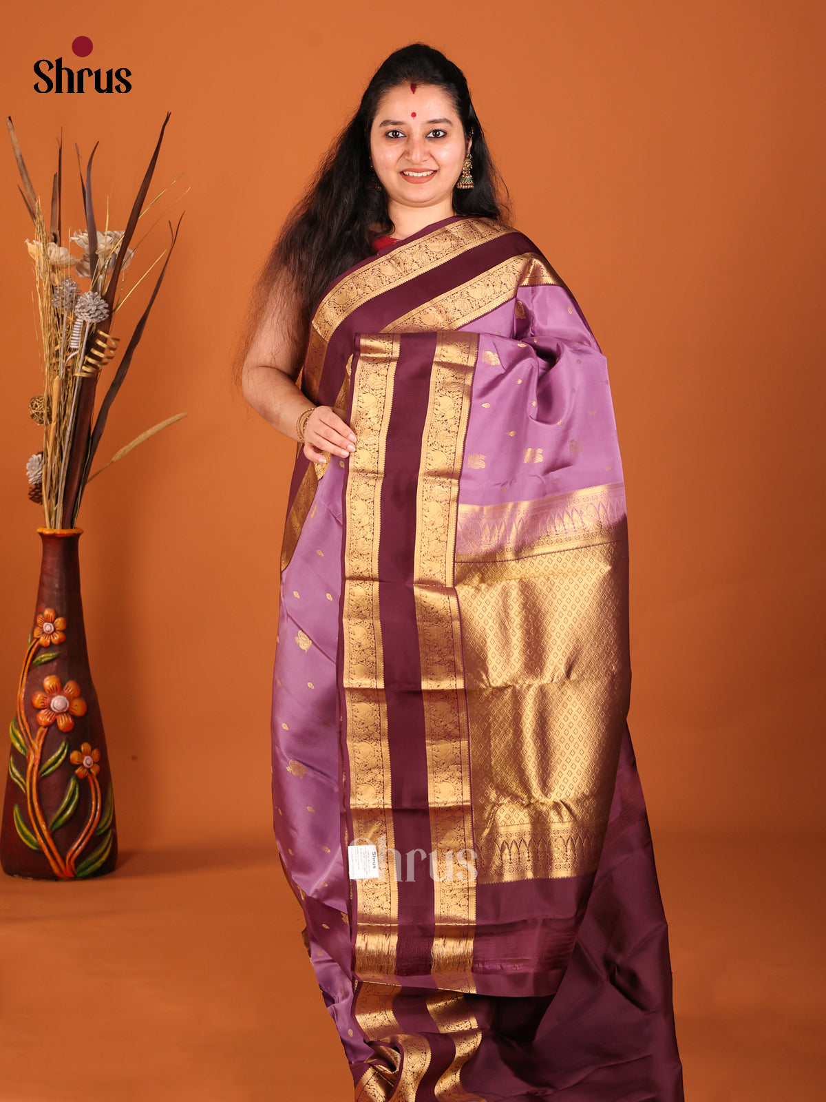 DHS16172 - Kanchipuram-halfpure Saree - Shop on Shrus.com