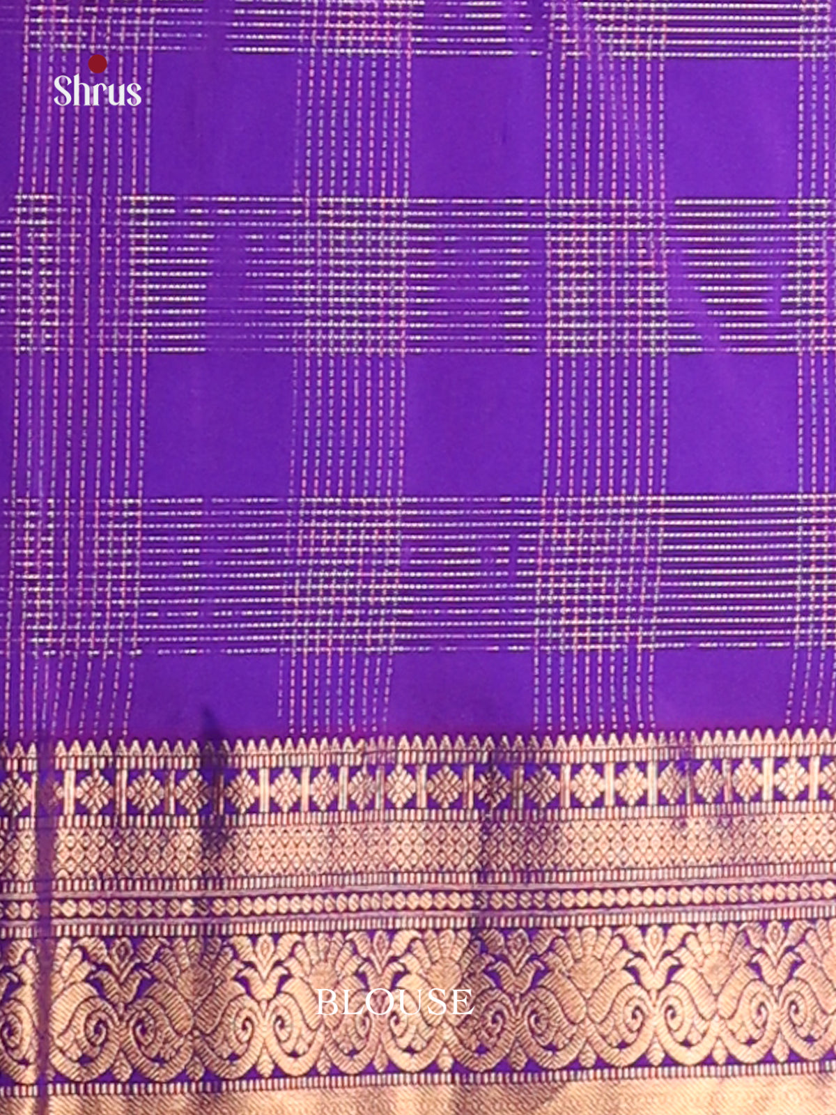 Double Shaded Green & Purple Soft Silk Saree with zari checks - Shop on Shrus.com