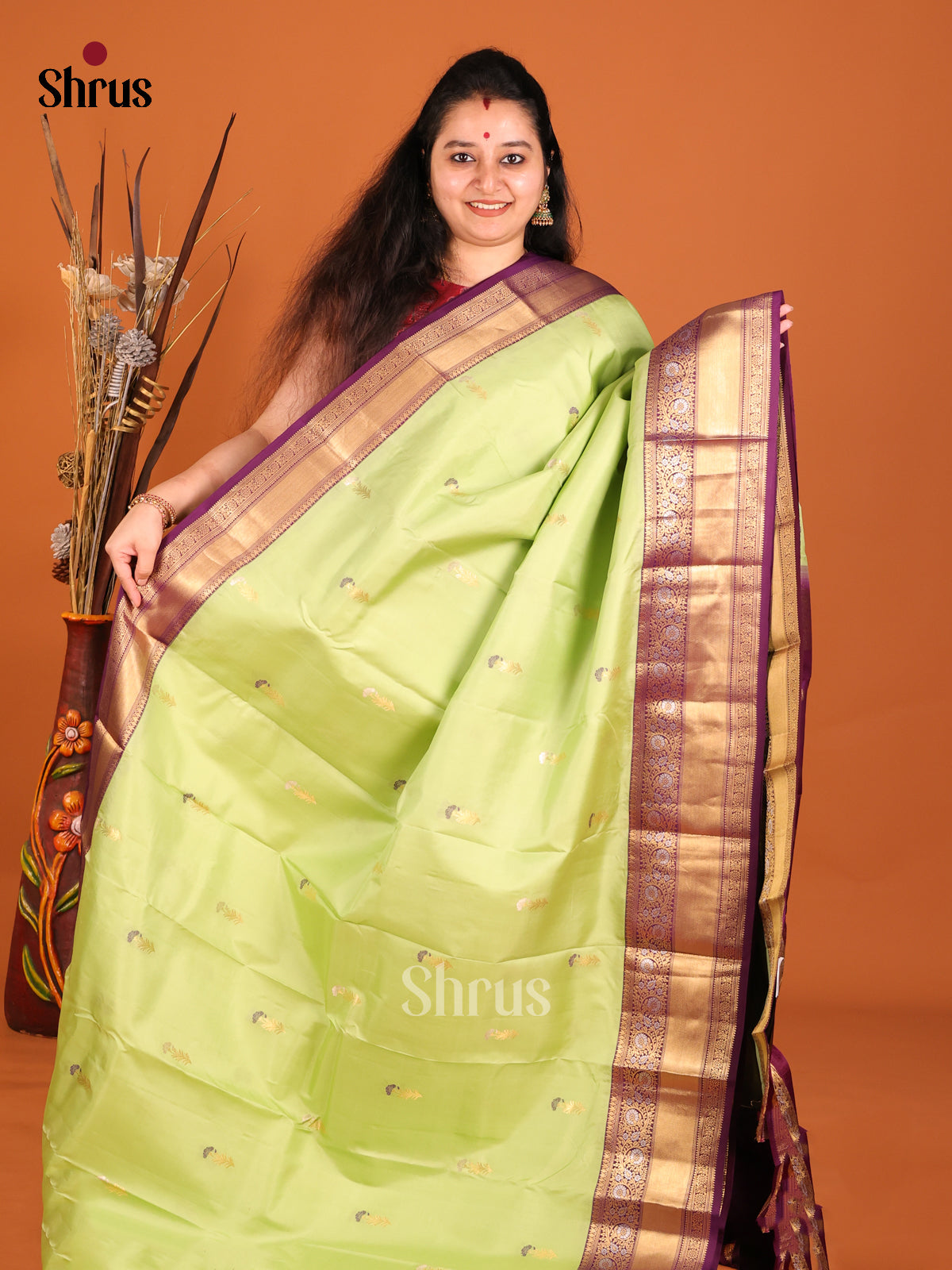 DHS18123 - Kanchipuram Butta design Saree - Shop on Shrus.com