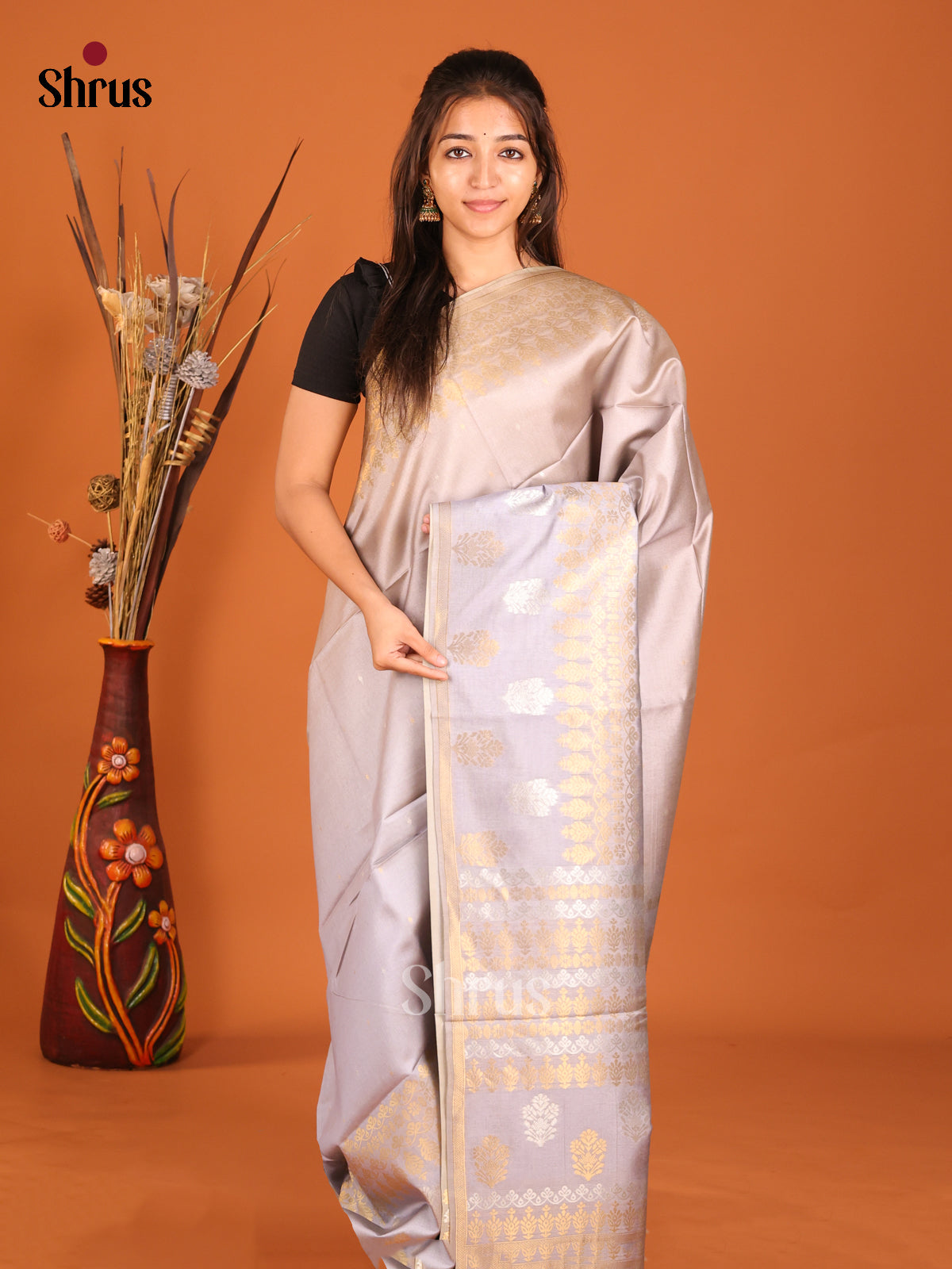 lavender- Semi Tussar Saree