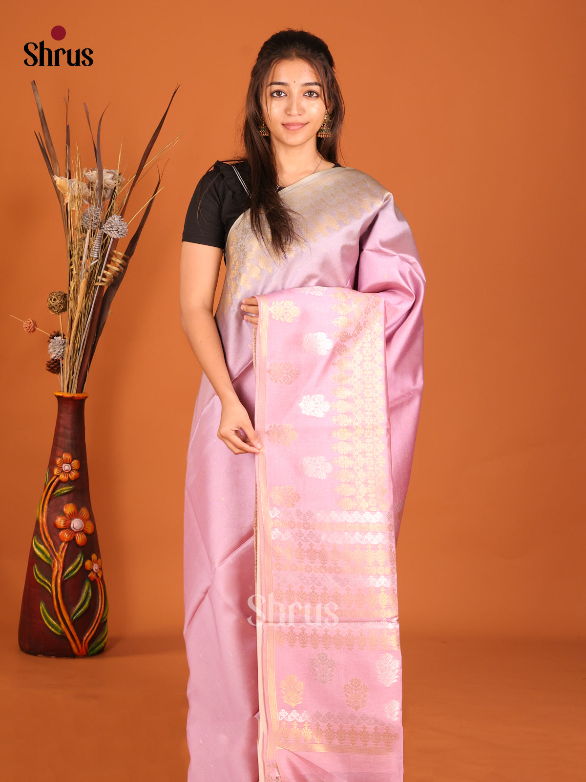 Lavender- Semi Tussar Saree - Shop on Shrus.com