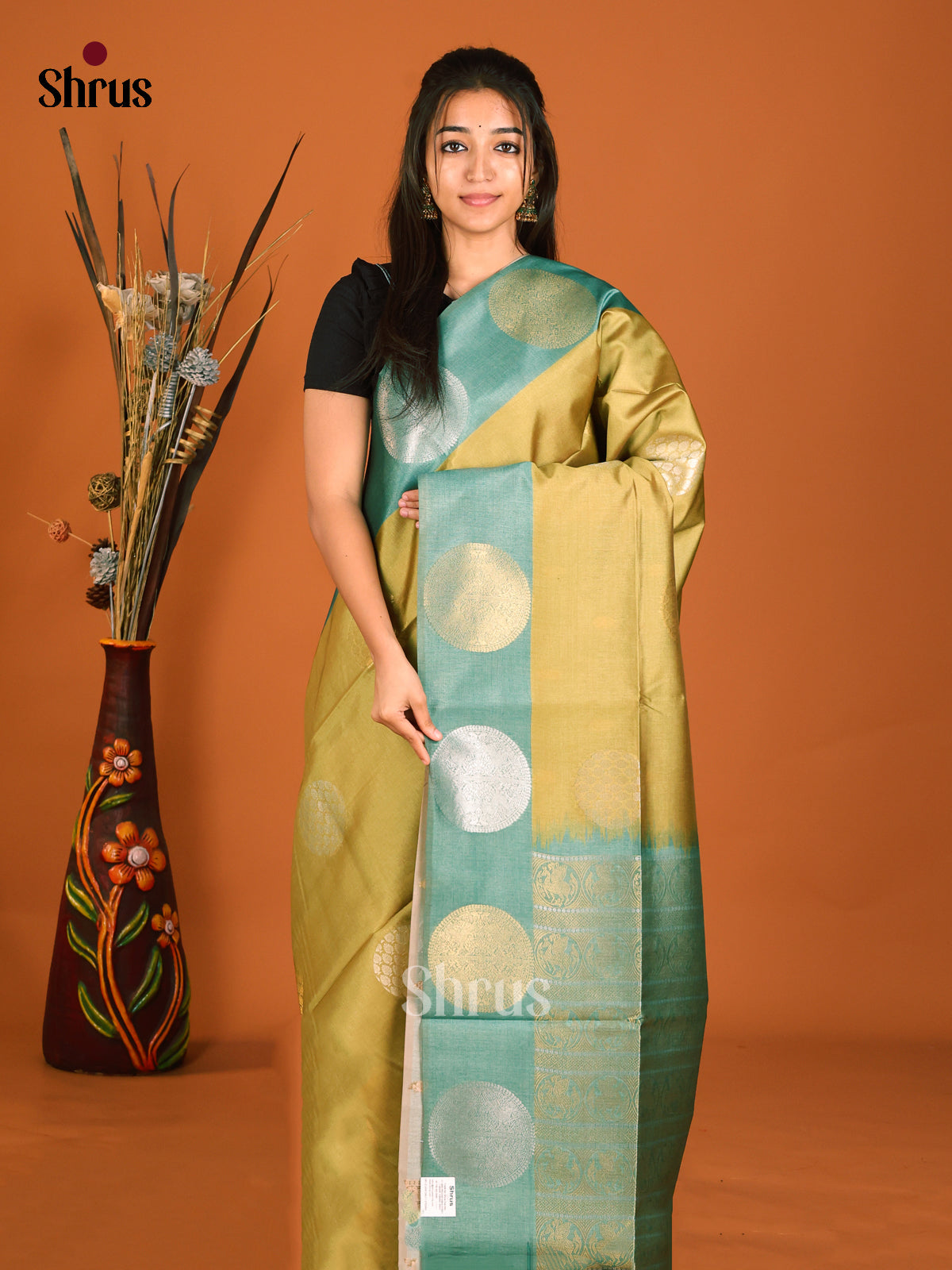 Green & Pastel Green - Semi Tussar Saree - Shop on Shrus.com