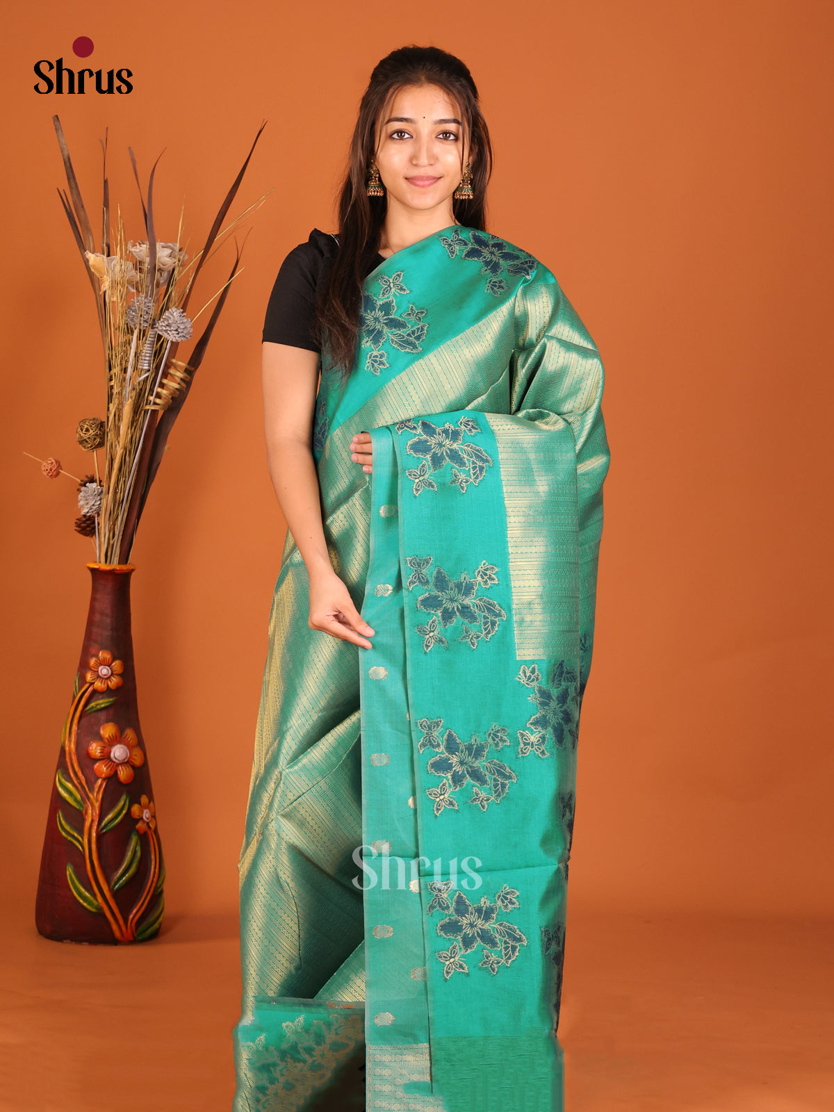 Green(Single Tone) - Semi Tussar Saree
