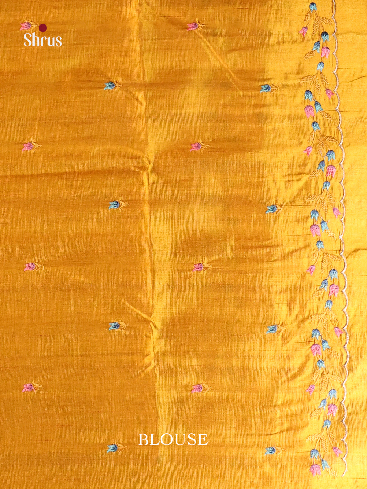 Yellow - Semi Rawsilk Saree - Shop on Shrus.com