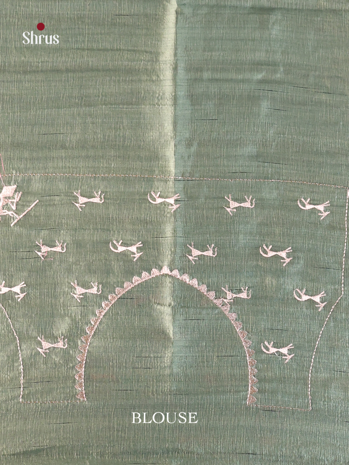 Grey Green - Semi Rawsilk Saree - Shop on Shrus.com