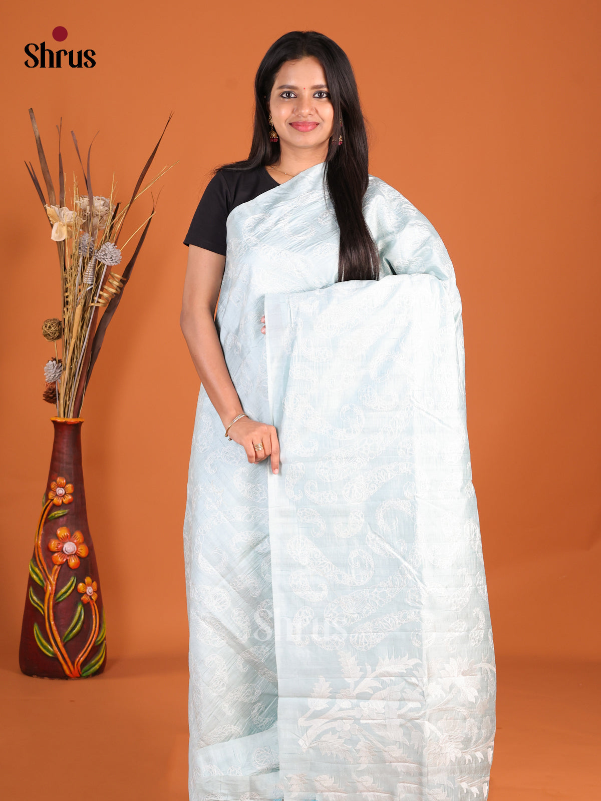 Light Blue - Semi Rawsilk Saree