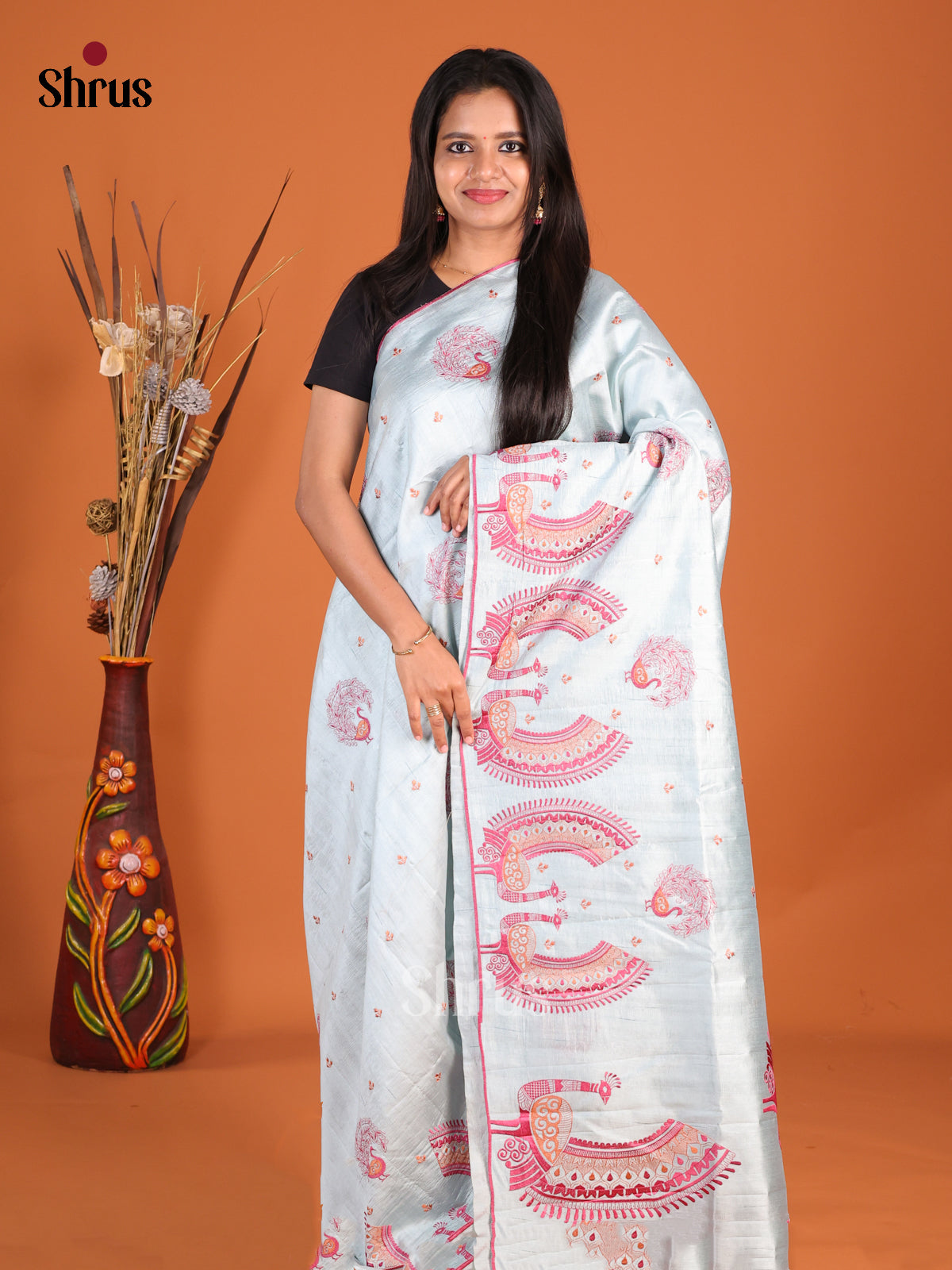 Light Blue- Semi Rawsilk Saree