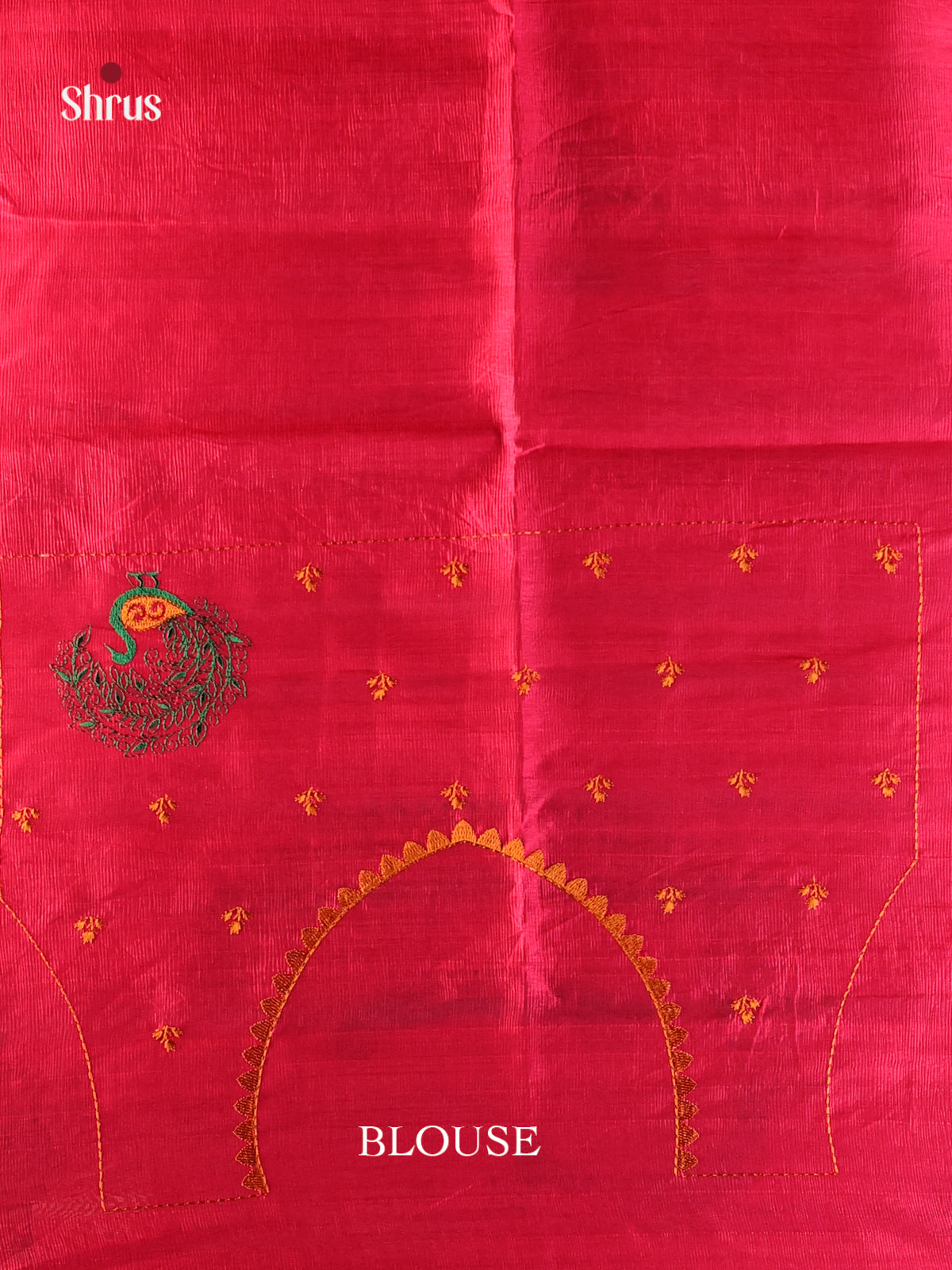 Reddish Pink - Semi Rawsilk Saree - Shop on Shrus.com