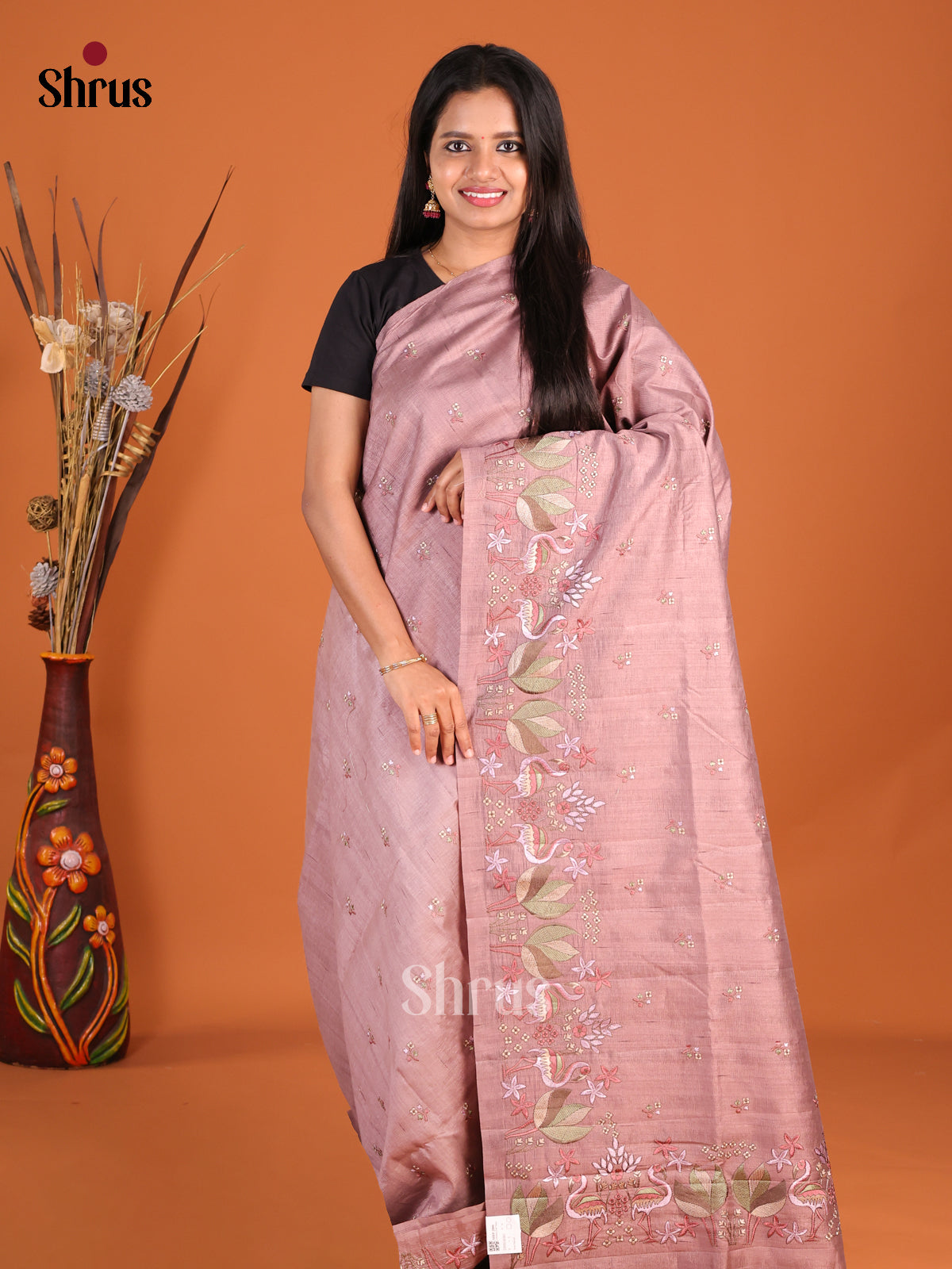 Lavender- Semi Rawsilk Saree - Shop on Shrus.com