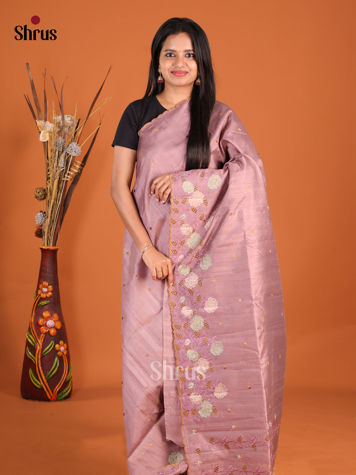 Lavender - Semi Rawsilk Saree - Shop on Shrus.com