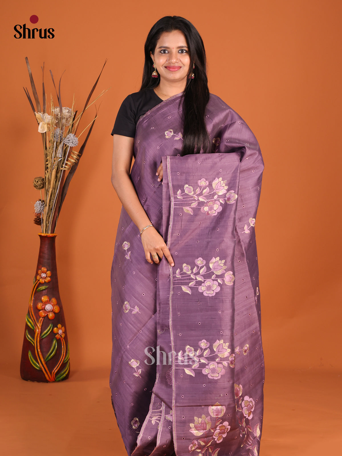 DHS18418 - Semi Rawsilk Saree - Shop on Shrus.com