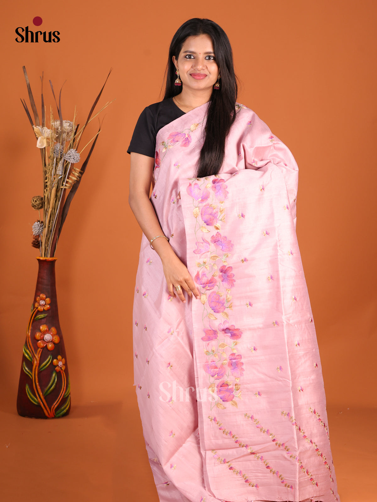 Lavender- Semi Rawsilk Saree - Shop on Shrus.com