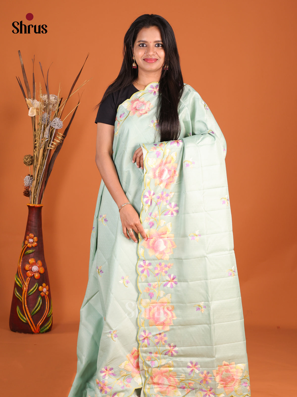 Ice Blue- Semi Rawsilk Saree