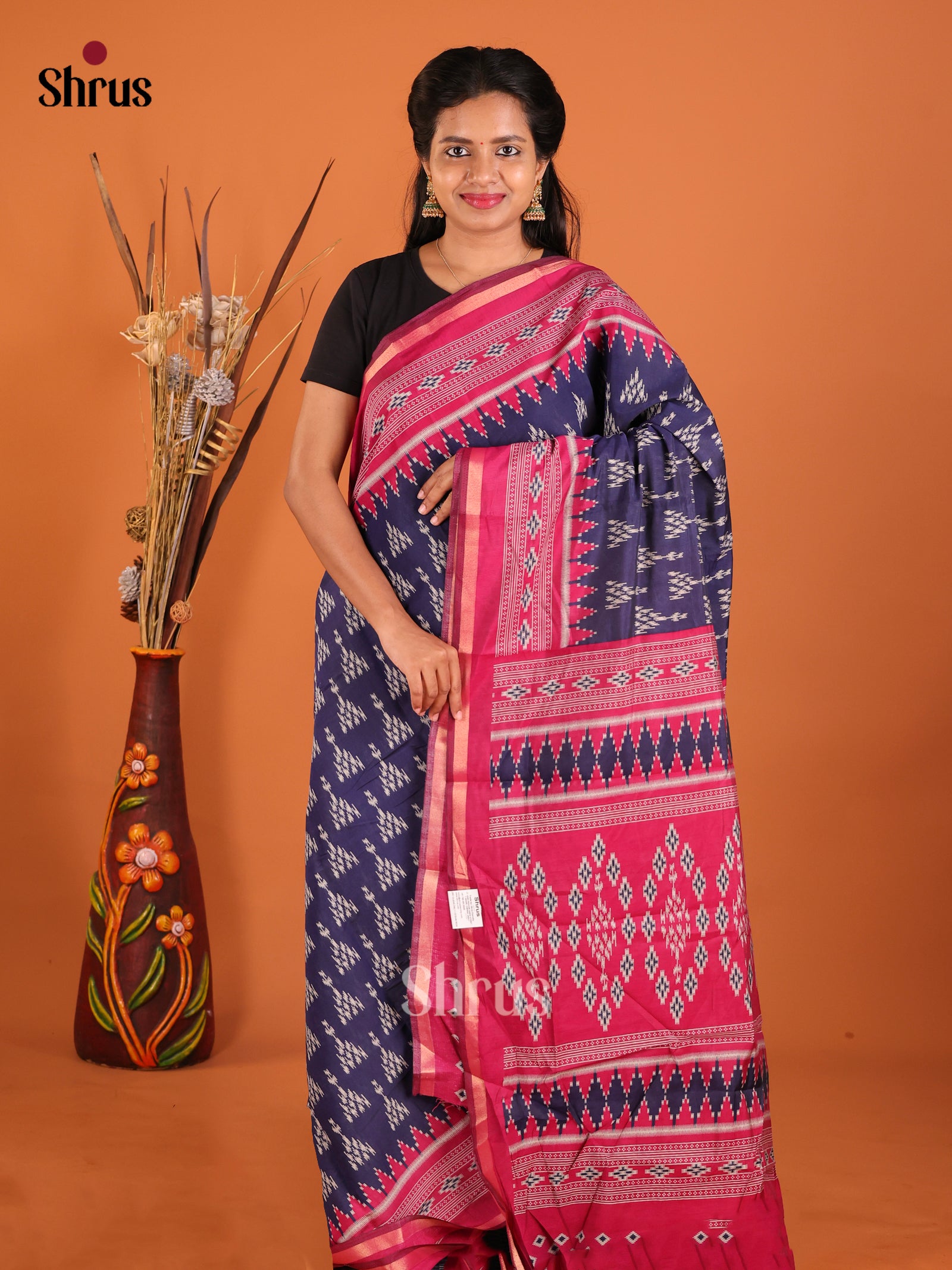 Blue & Red - Art Modal Saree