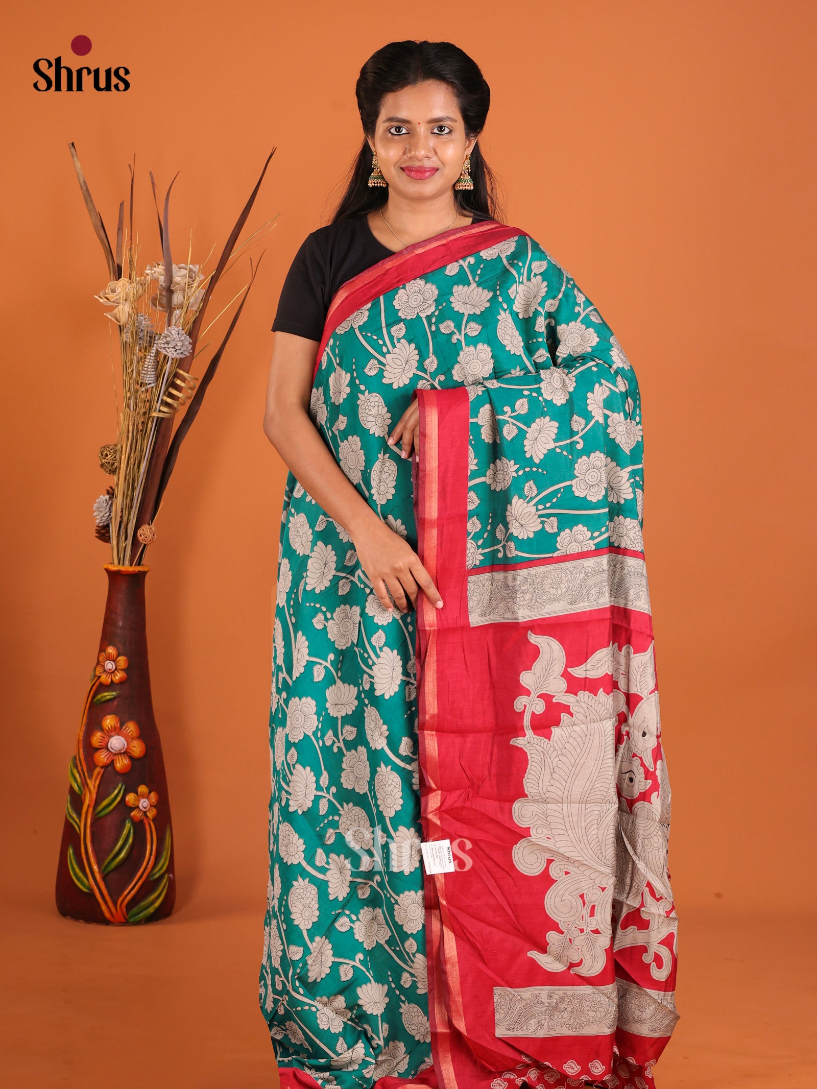 Blue & Red- Art Modal Saree