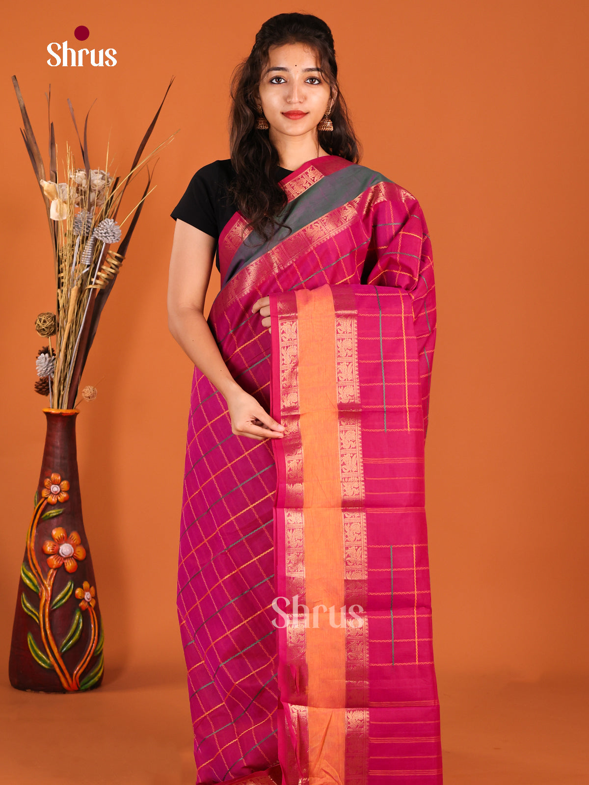 Purple & Orange- Chettinad Cotton Saree