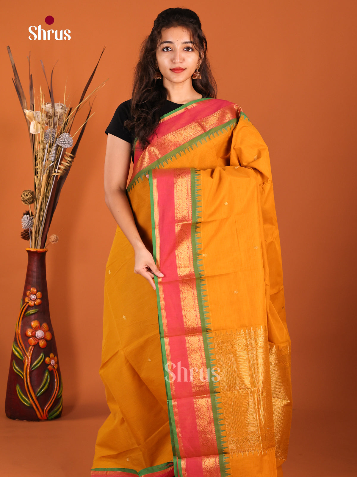 Mustard & Green- Chettinad Cotton Saree
