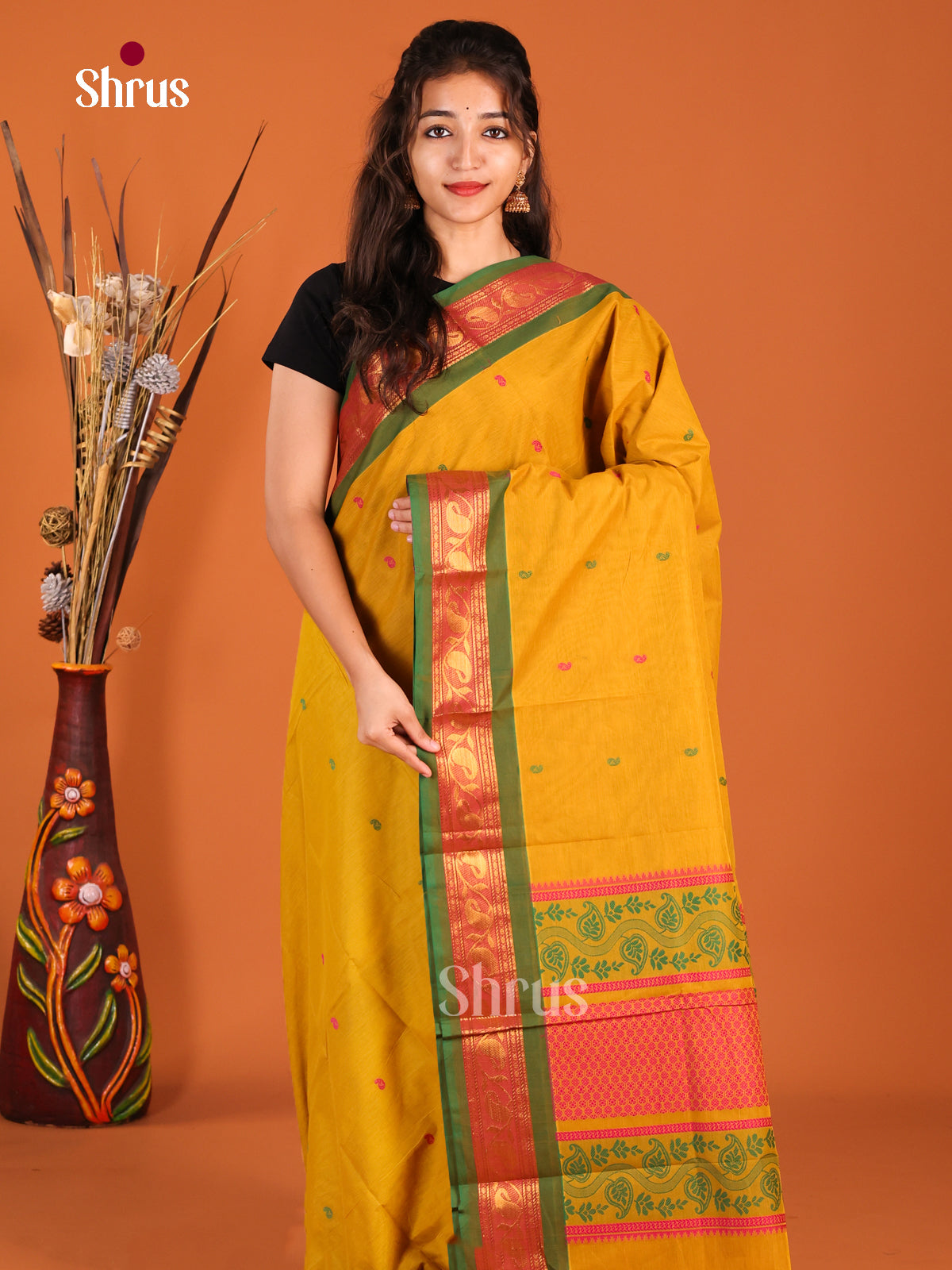 Mustard & Green - Chettinad Cotton Saree
