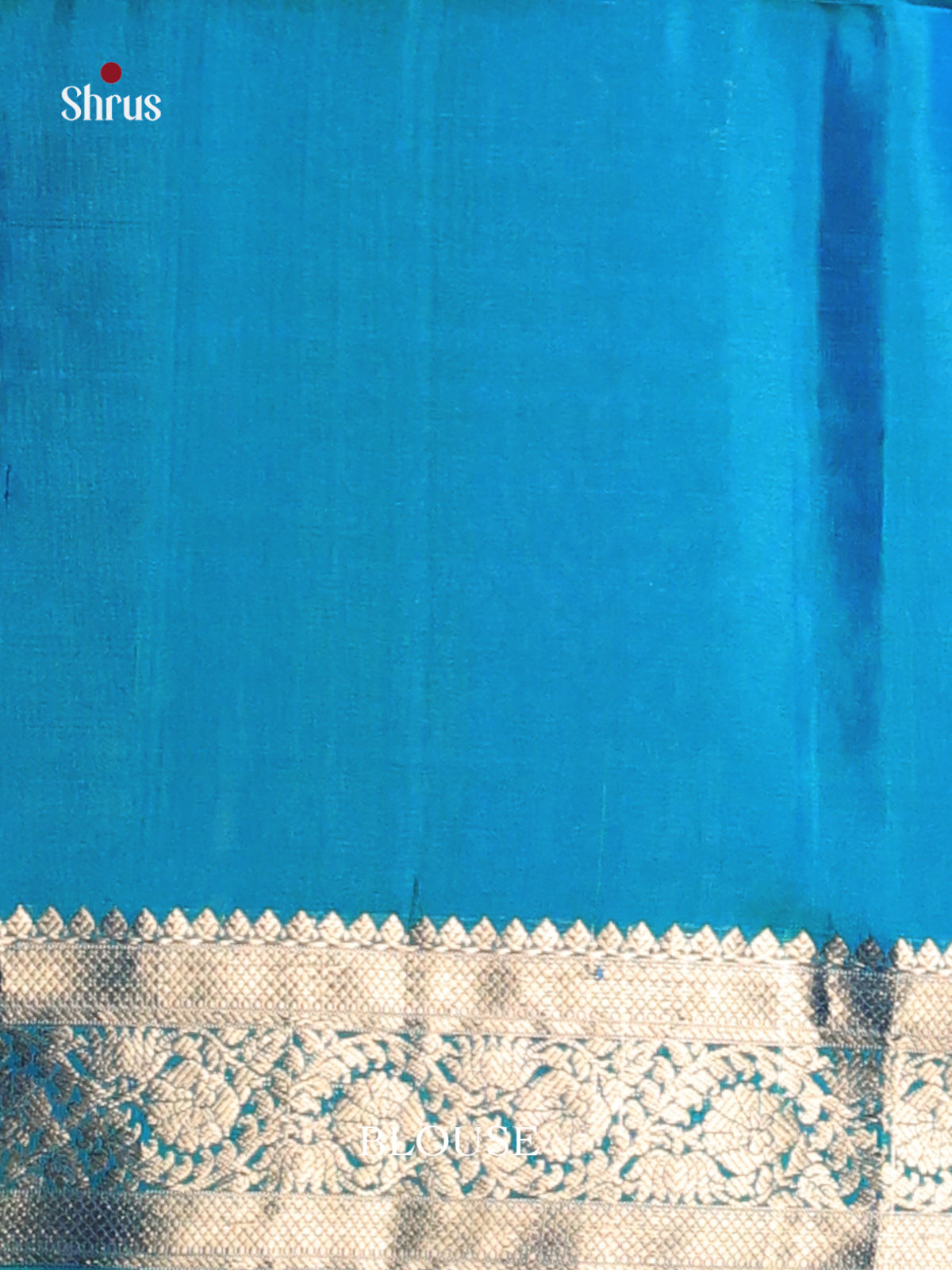 Peacock Blue Soft Silk Saree with floral vines zari border - Shop on Shrus.com