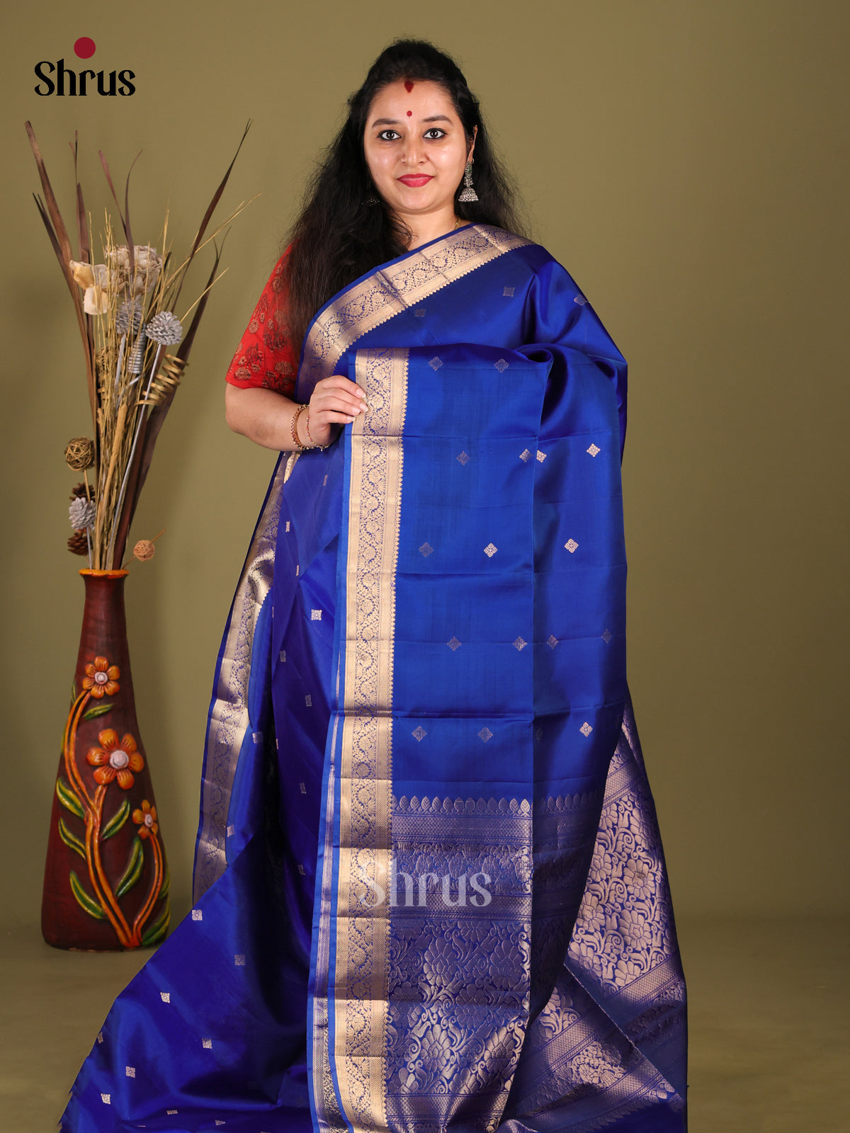 Blue Single Tone Soft Silk Saree with rich traditional zari border
