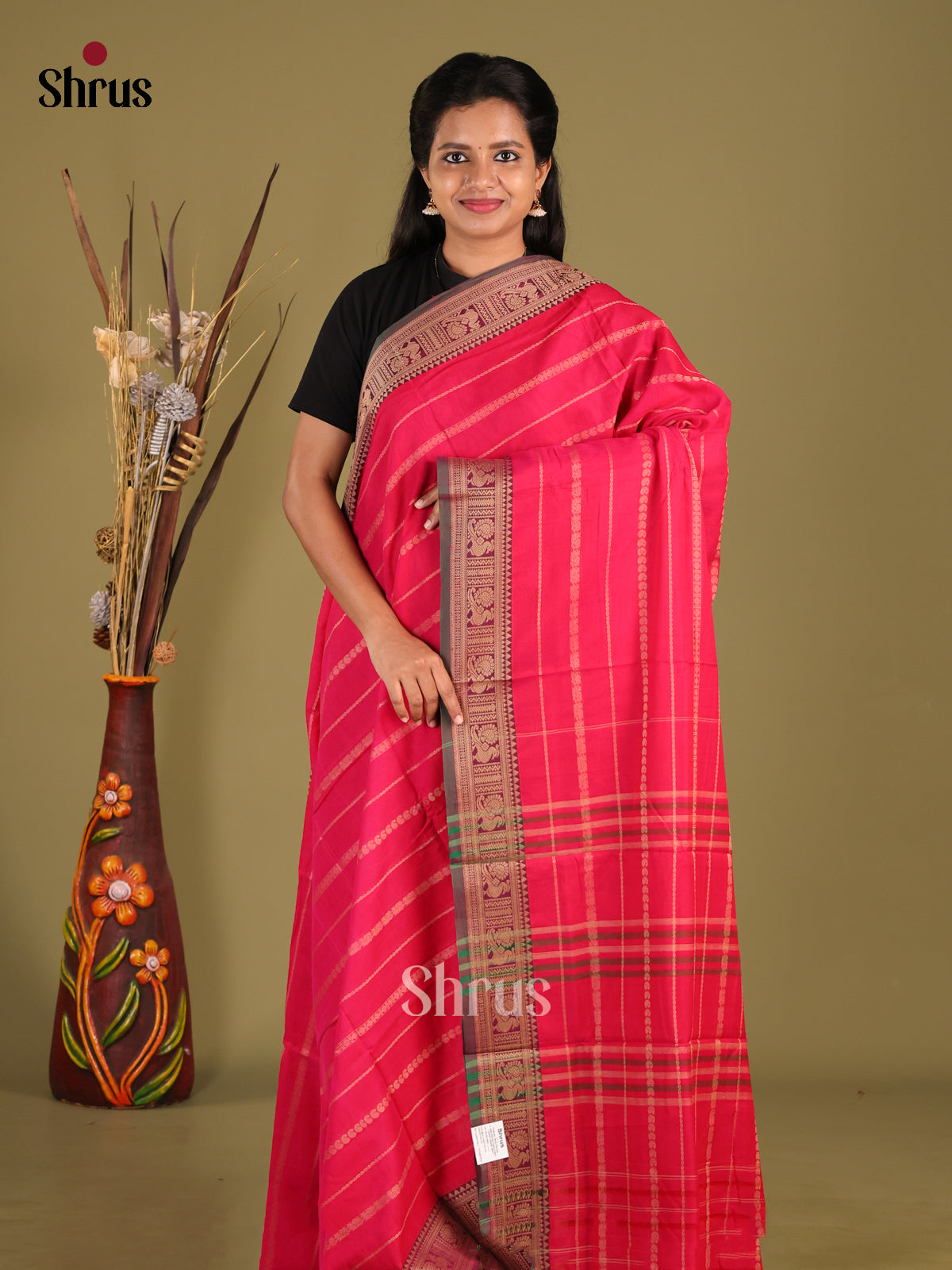 Red & Green - Narayanpet Cotton Saree