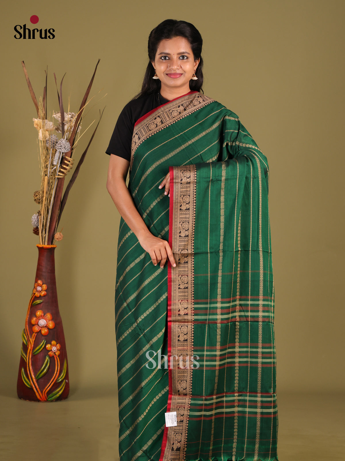 Green & Maroon - Narayanpet Cotton Saree