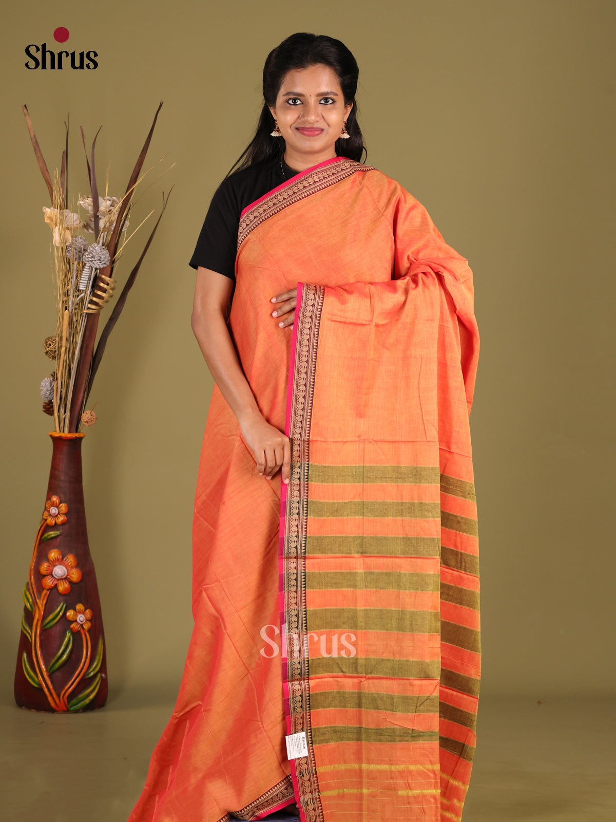 Orange & Pink - Narayanpet Cotton Saree