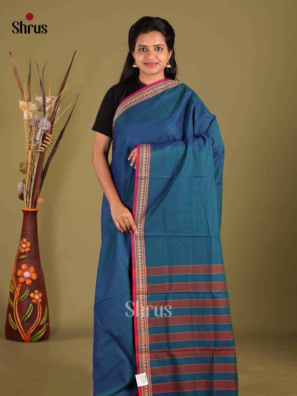 Blue & Maroon - Narayanpet Cotton Saree