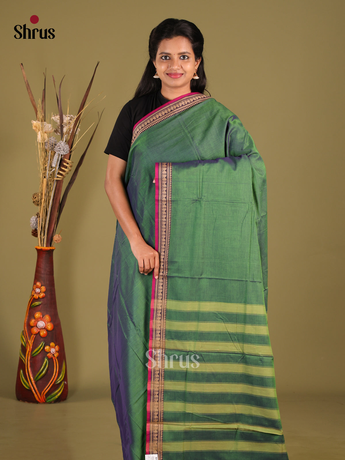 Green & Purple - Narayanpet Cotton Saree