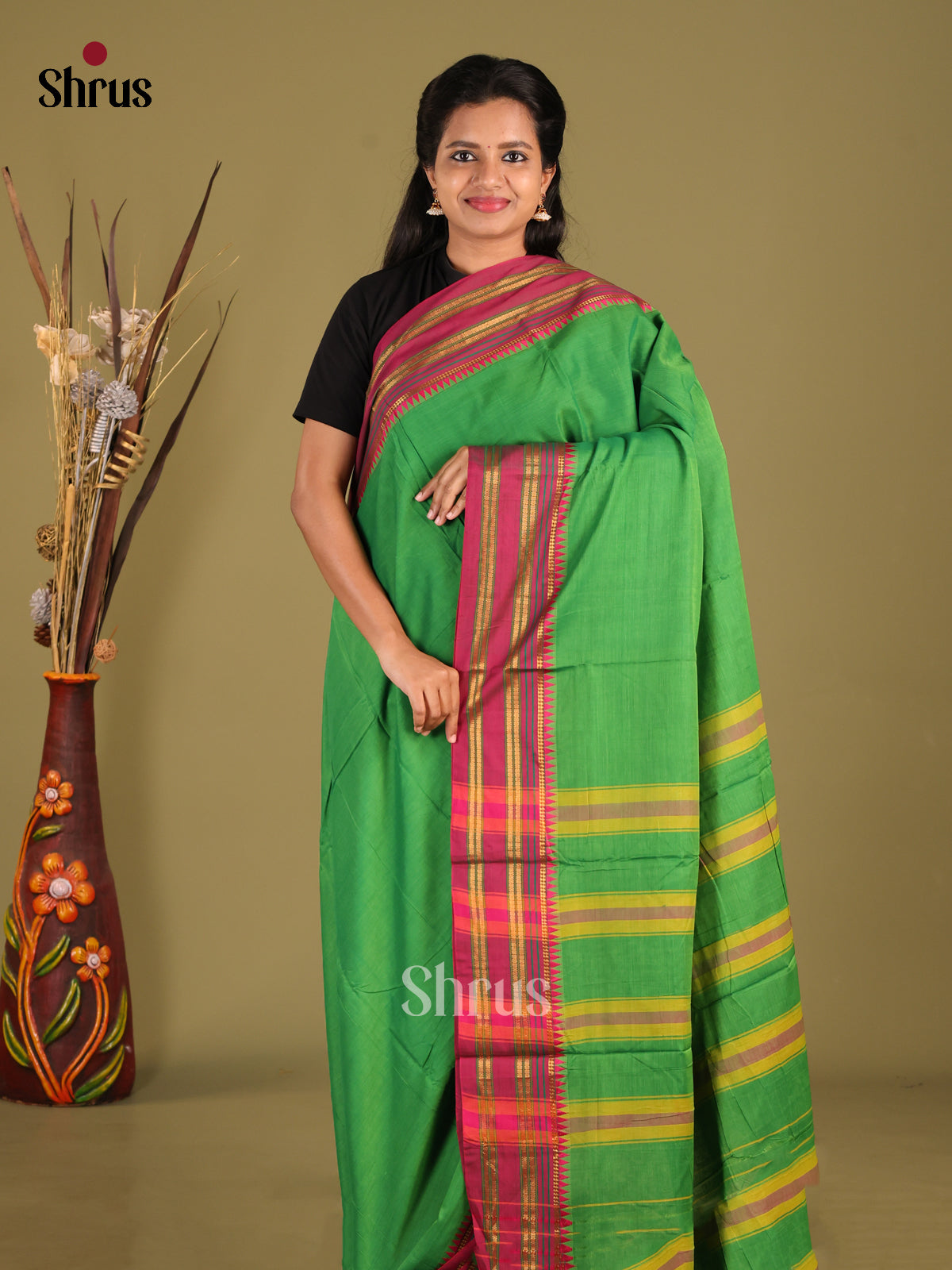 Green & Purple - Narayanpet Cotton Saree