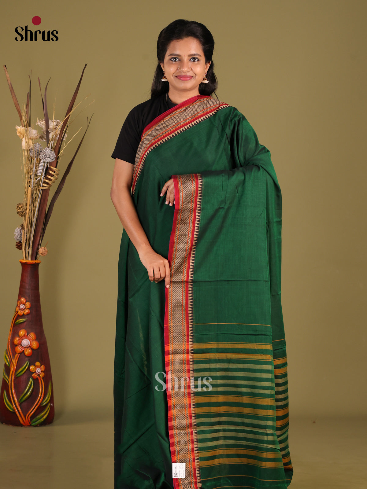 Green & Red - Narayanpet Cotton Saree