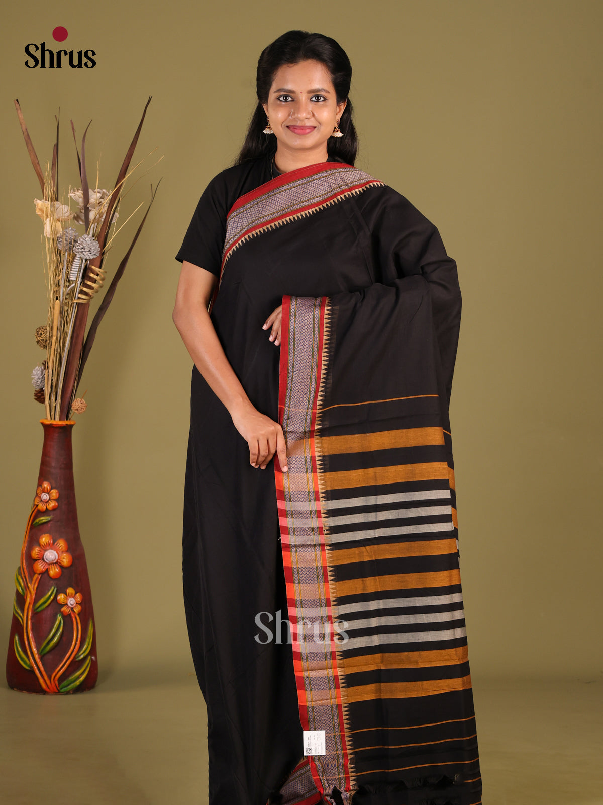 Black & Maroon - Narayanpet Cotton Saree