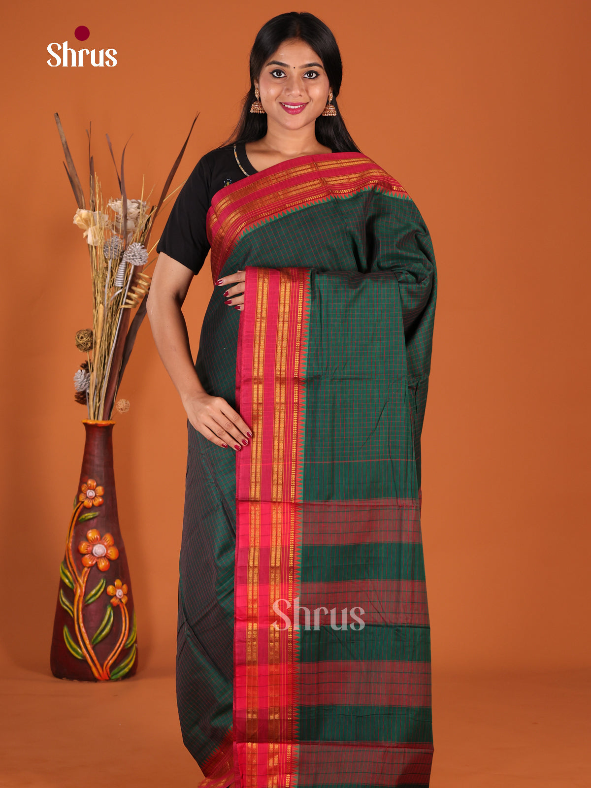 Green & Red - Narayanpet Cotton Saree