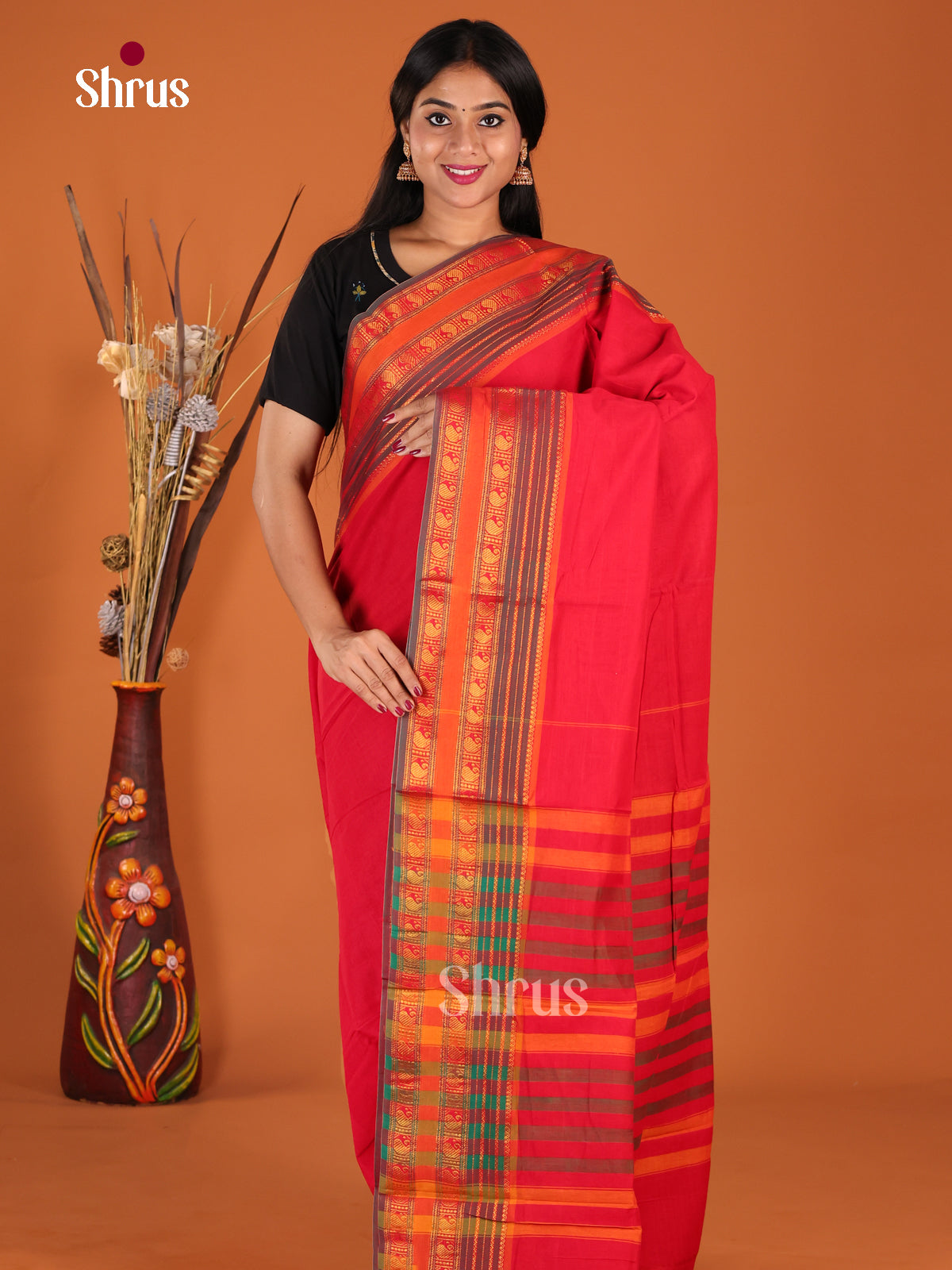 Red & Green- Narayanpet Cotton Saree