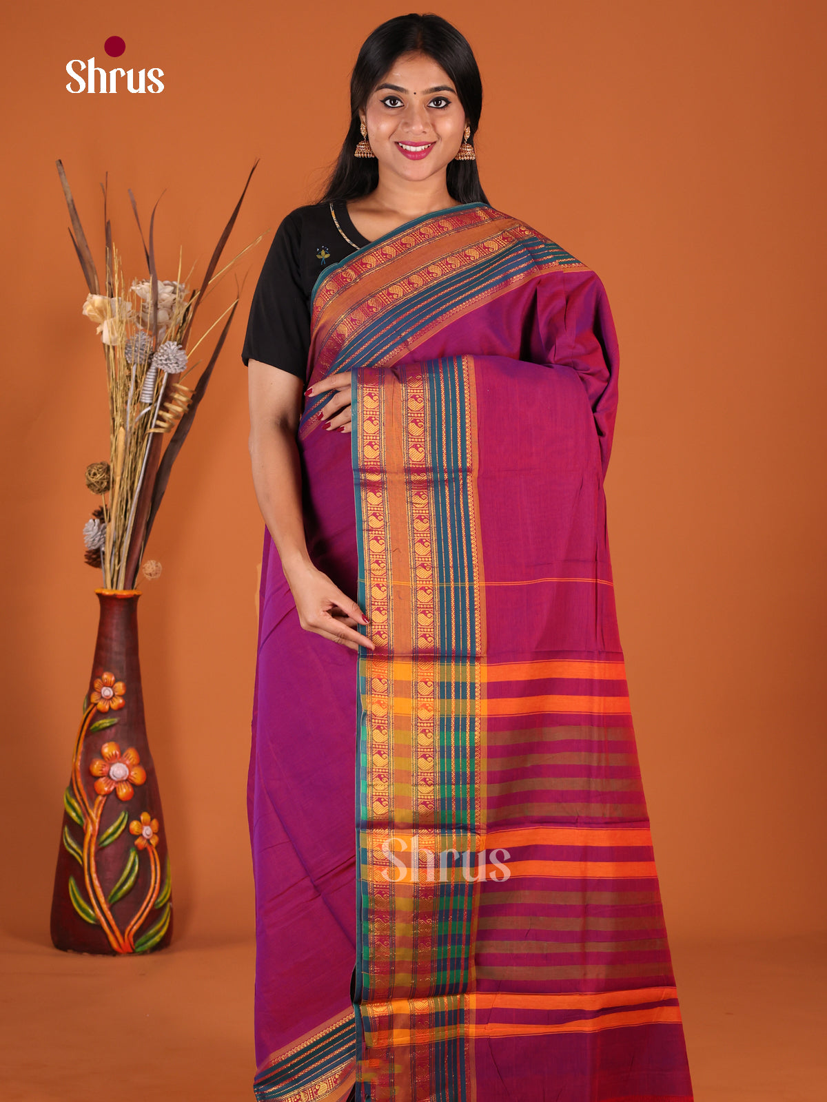 Purple & Green - Narayanpet Cotton Saree