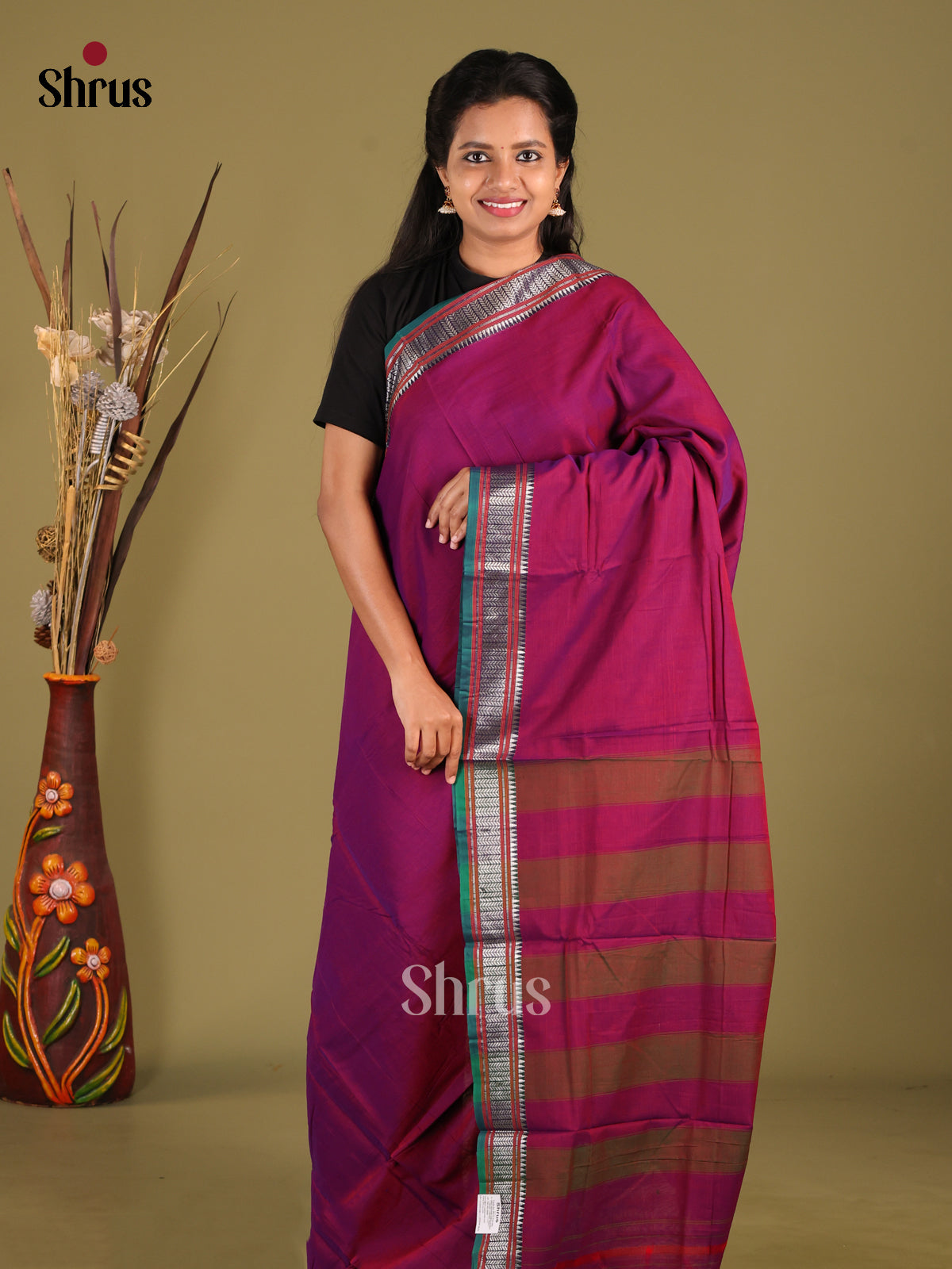 Purple & Green - Narayanpet Cotton Saree