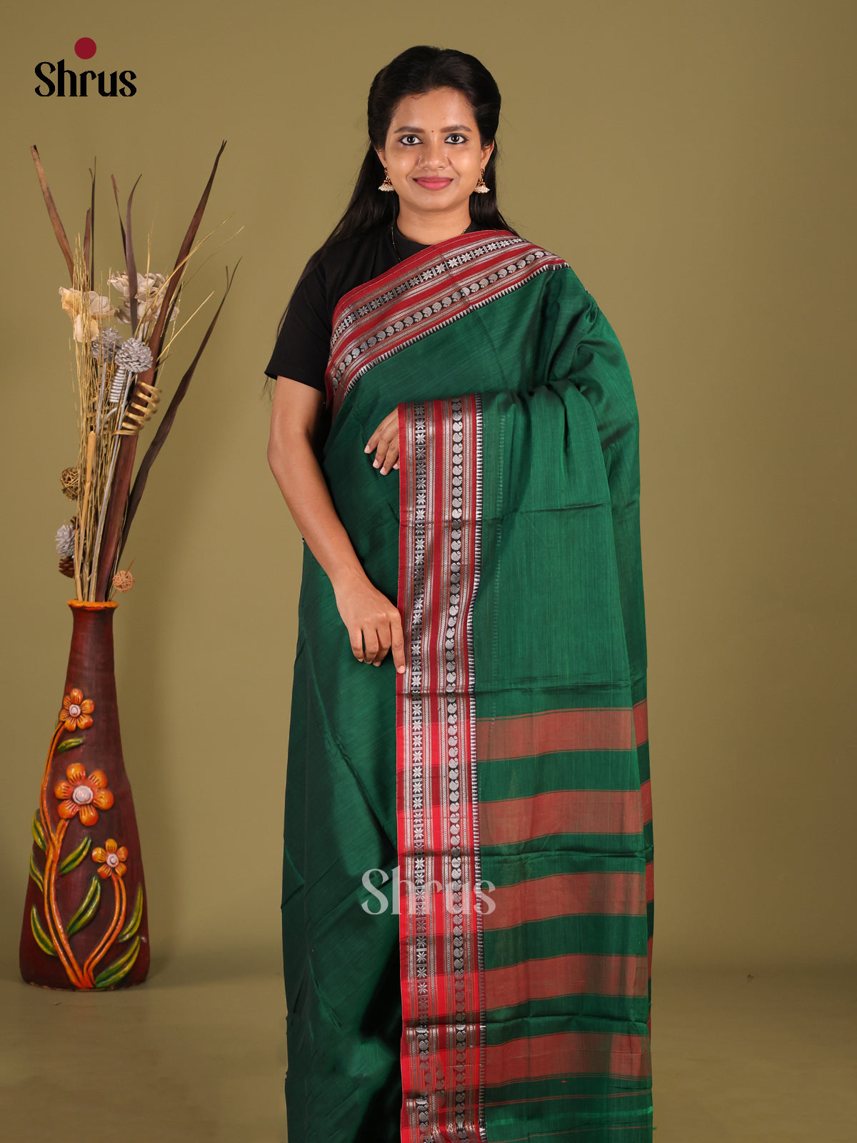Green & Maroon - Narayanpet Cotton Saree